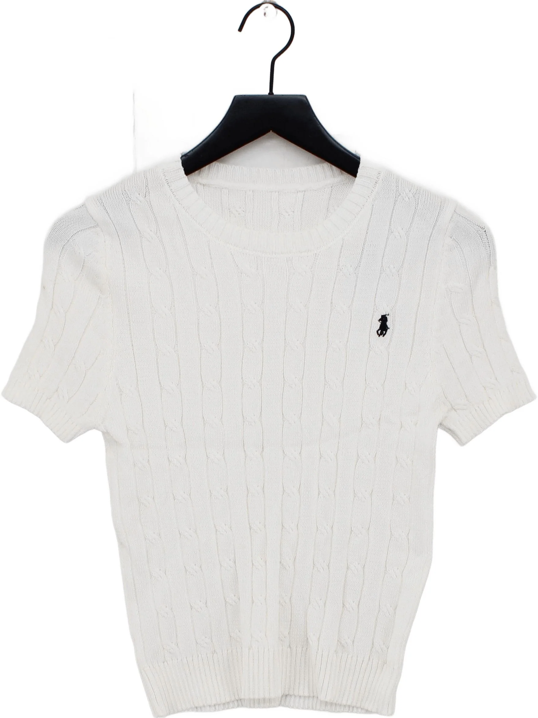 Ralph Lauren Women's Top S White 100% Cotton Short Sleeve Round Neck Basic