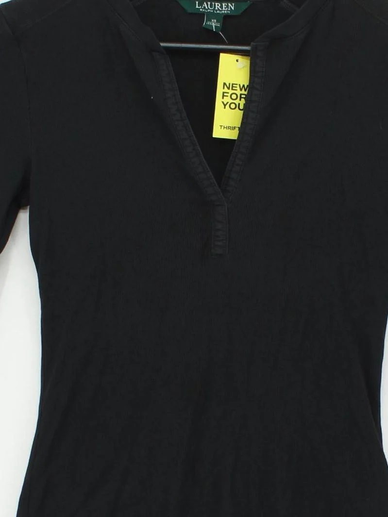 Ralph Lauren Women's Top XS Black Cotton with Elastane Basic - Image 3