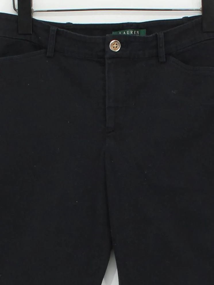 Ralph Lauren Women's Trousers UK 10 Black Cotton with Elastane Straight Chino - Image 3