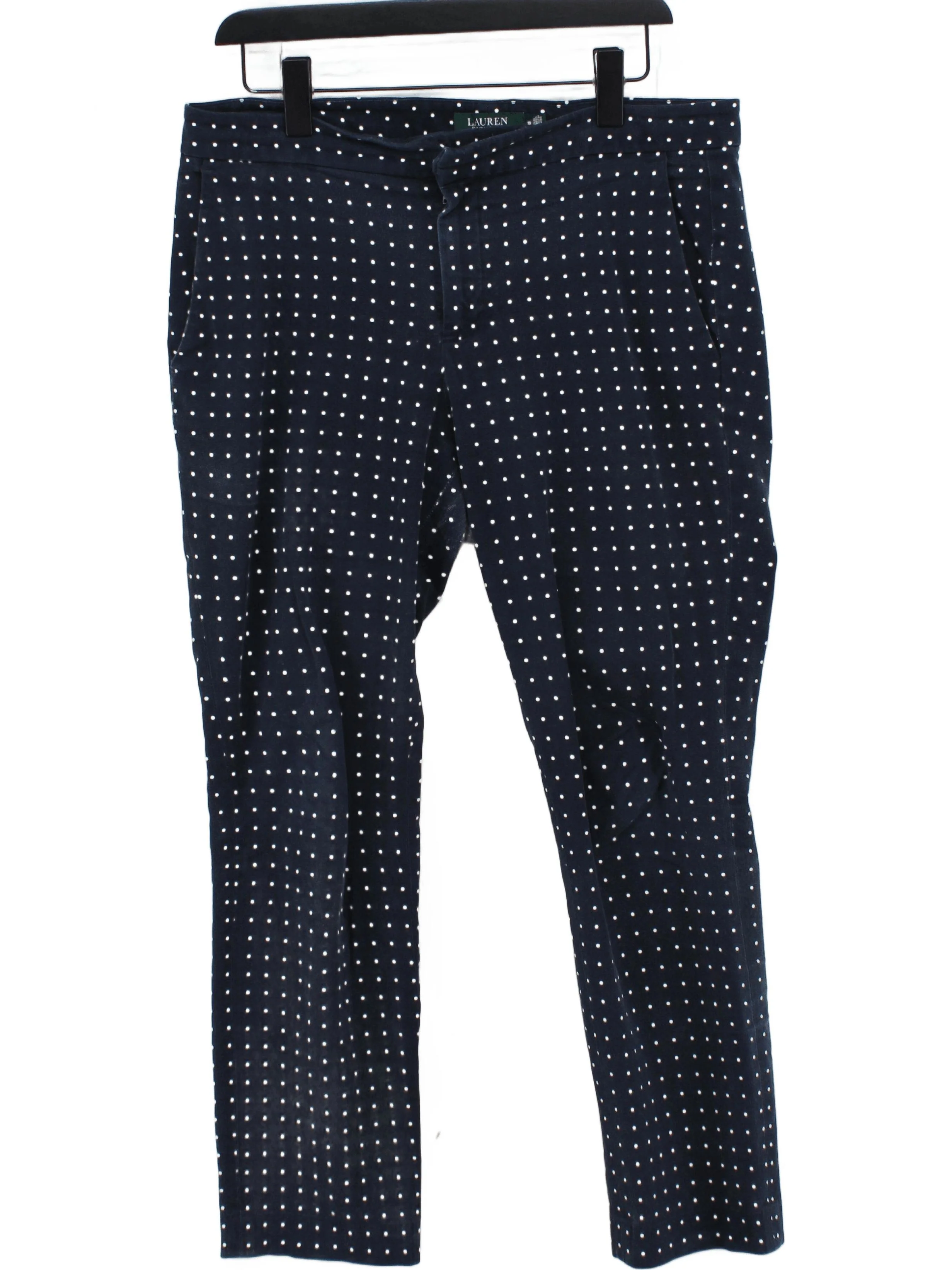 Ralph Lauren Women's Trousers UK 14 Blue Cotton with Elastane Capri