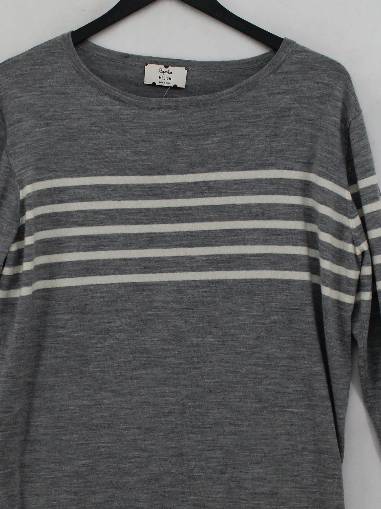 Rapha Men's Jumper M Grey Striped 100% Other Round Neck Pullover - Image 3