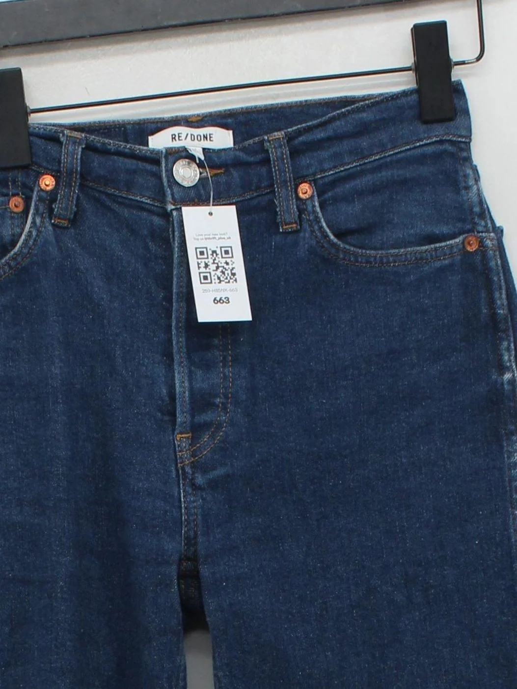 Re/Done Women's Jeans W 25 in Blue Cotton with Polyester, Elastane Straight - Image 3