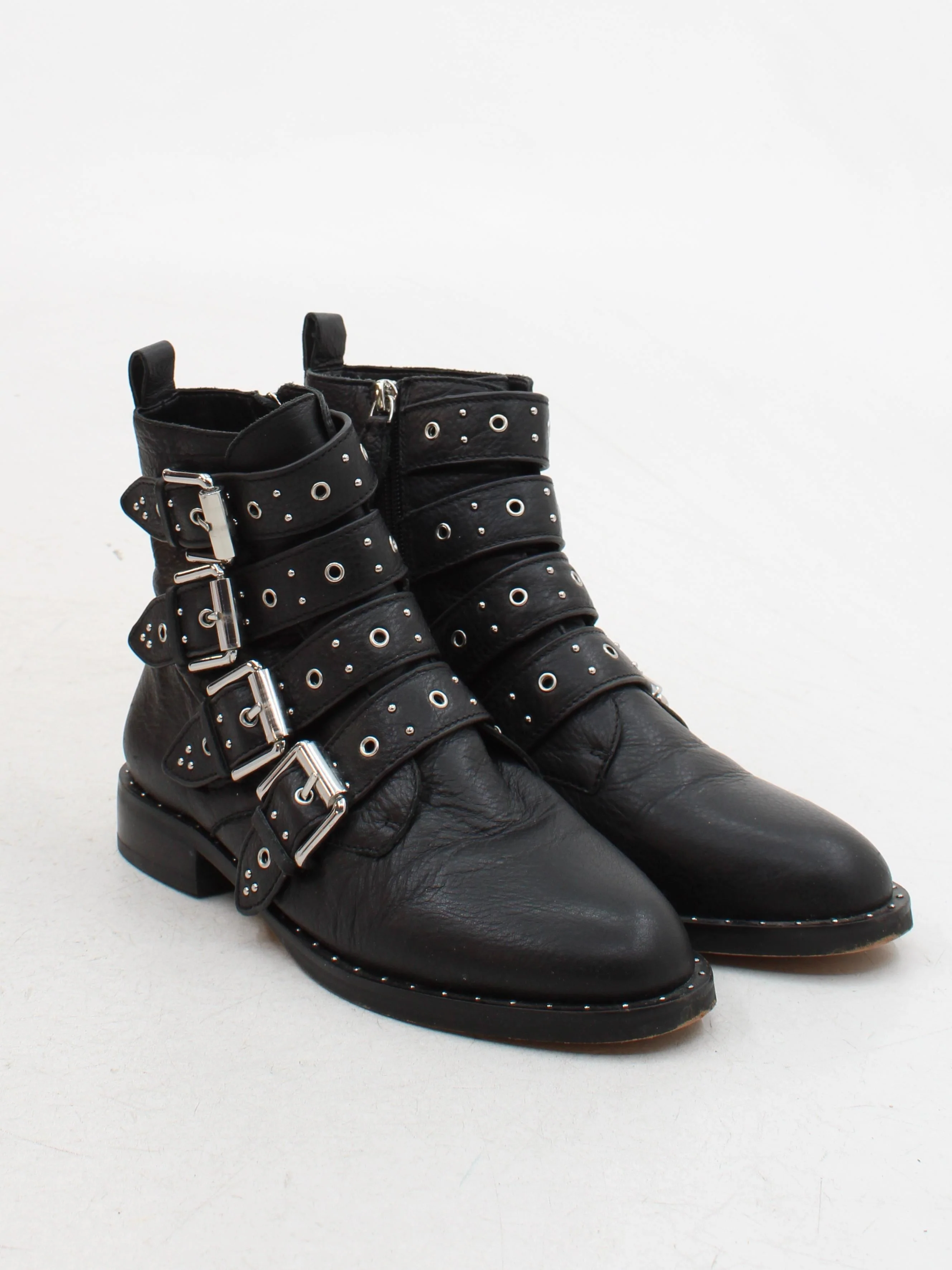 Rebecca Minkoff Women's Boots UK 8.5 Black 100% Leather Combat - Image 4