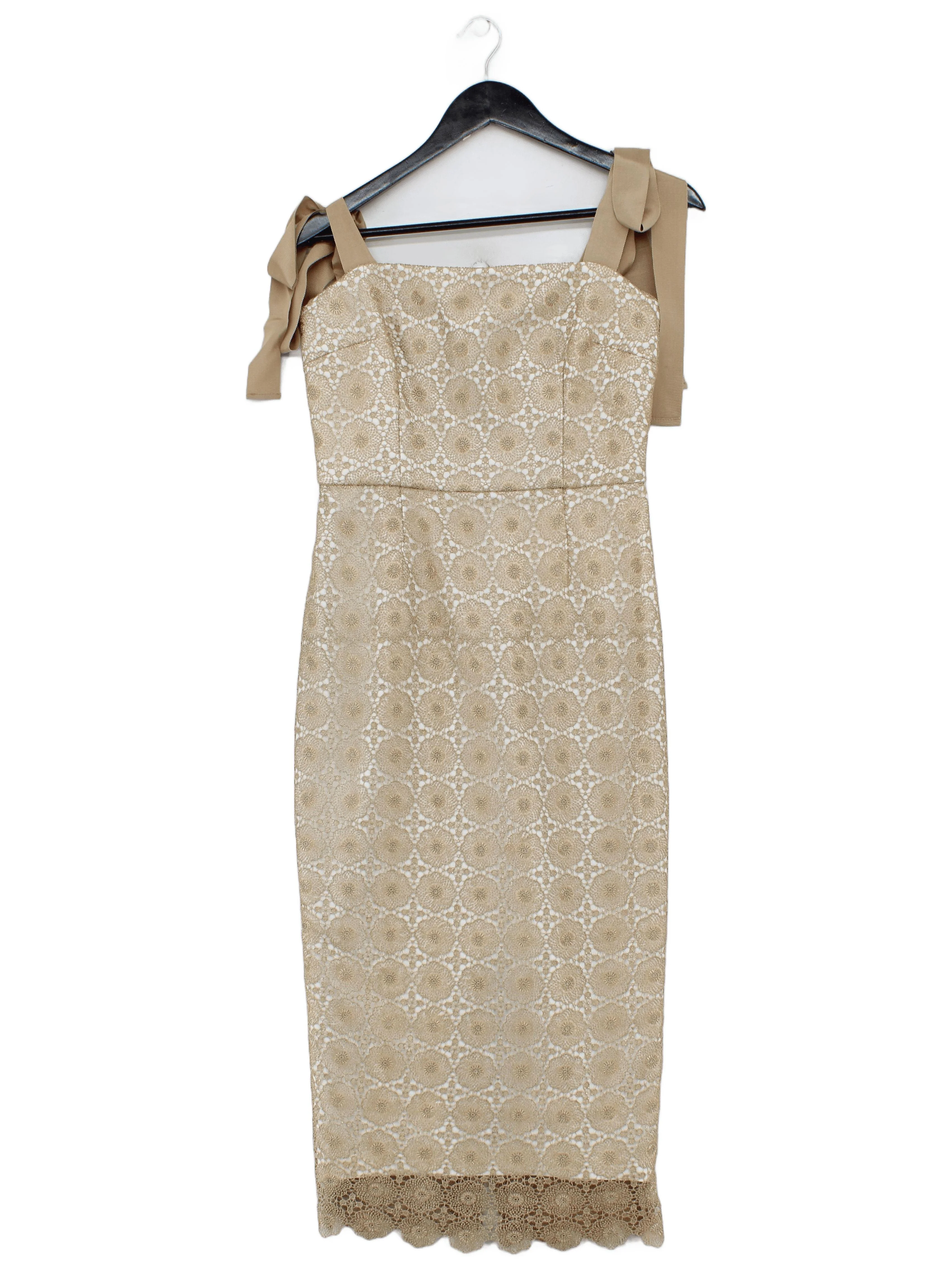 Rebecca Vallance Bodycon Midi Dress in Gold
