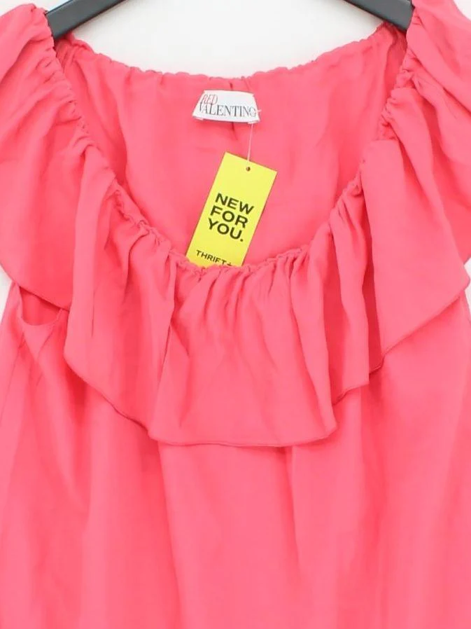 Red Valentino Women's Top UK 12 Pink 100% Other Short Sleeve Square Neck Basic - Image 3