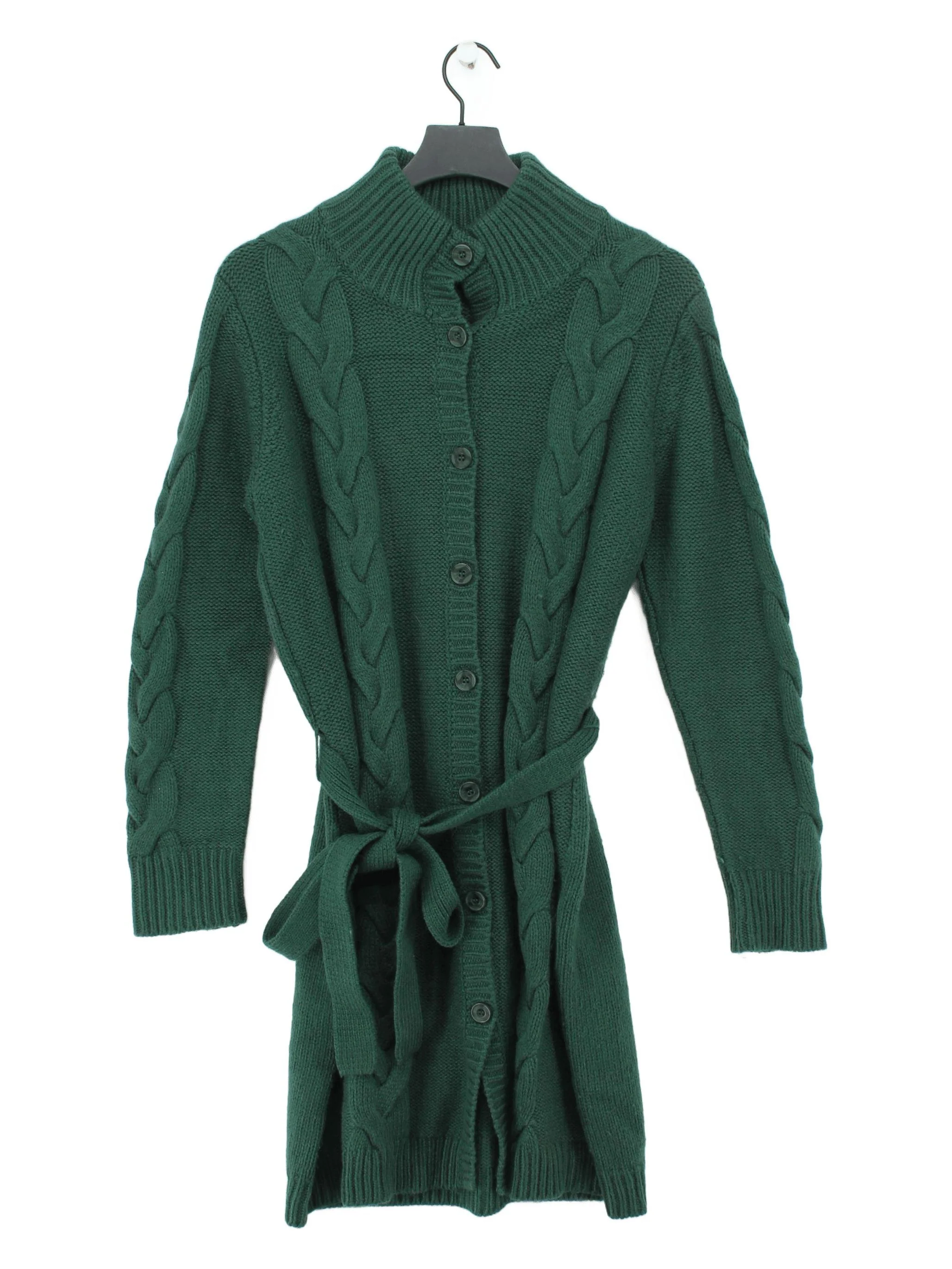 Redoute Women's Cardigan UK 18 Green Acrylic with Wool High Neck Cardigan
