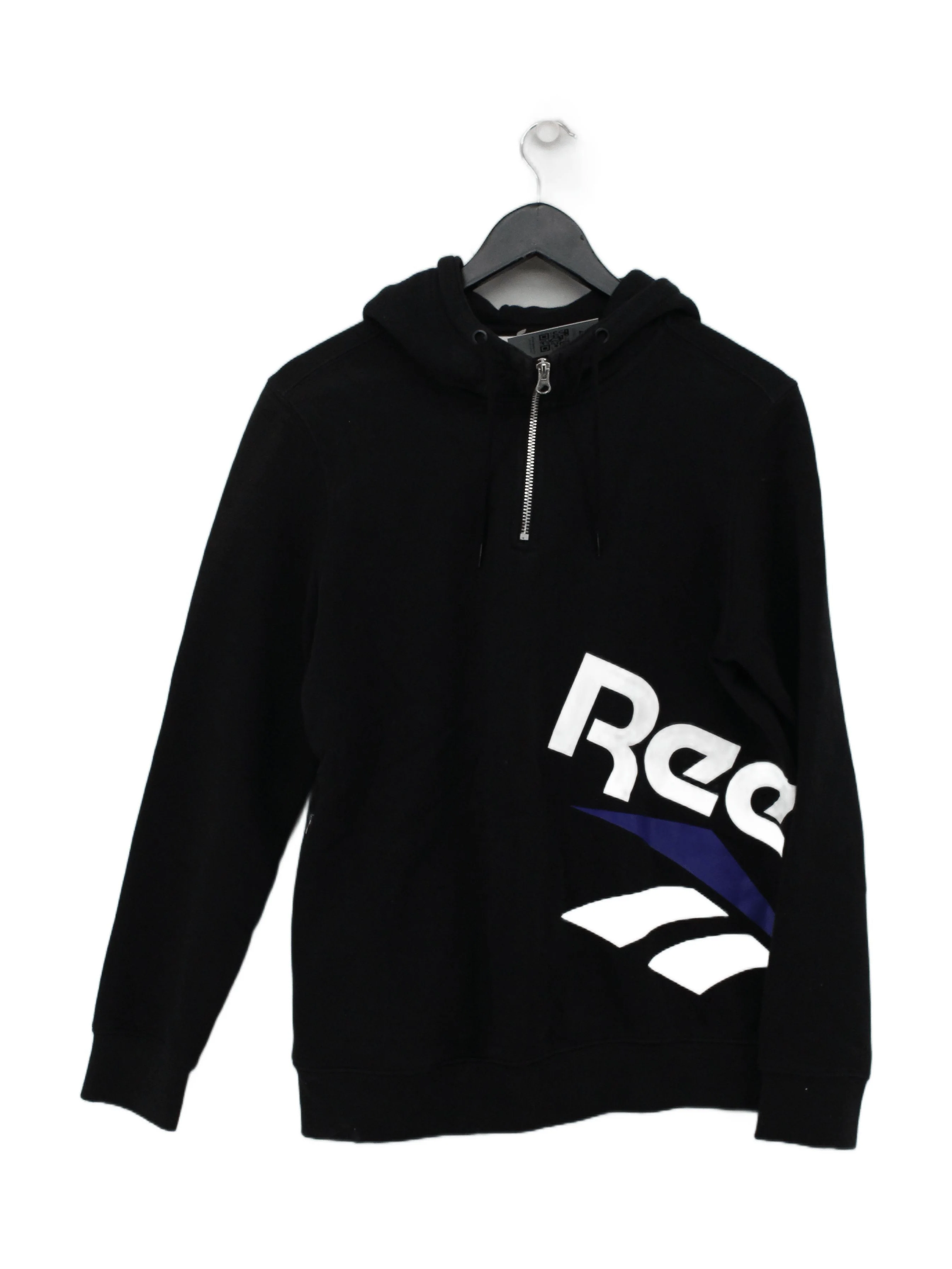 Reebok Men's Hoodie M Black Graphic 100% Cotton Pullover