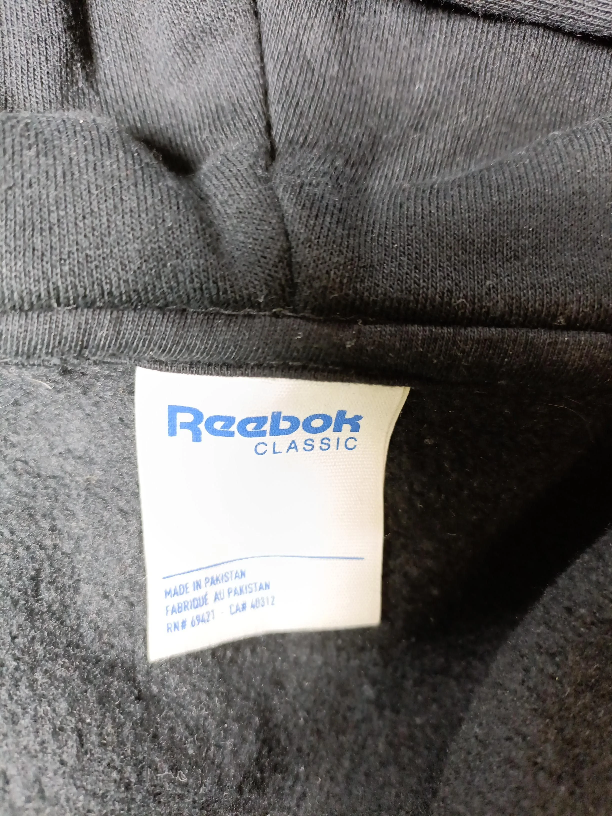 Reebok Men's Hoodie M Black Graphic 100% Cotton Pullover - Image 5