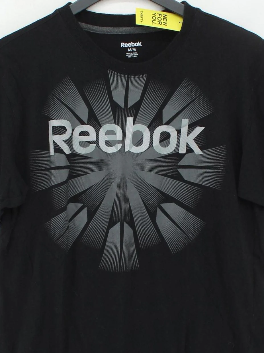 Reebok Men's T-Shirt M Black Graphic Cotton with Polyester Basic - Image 3