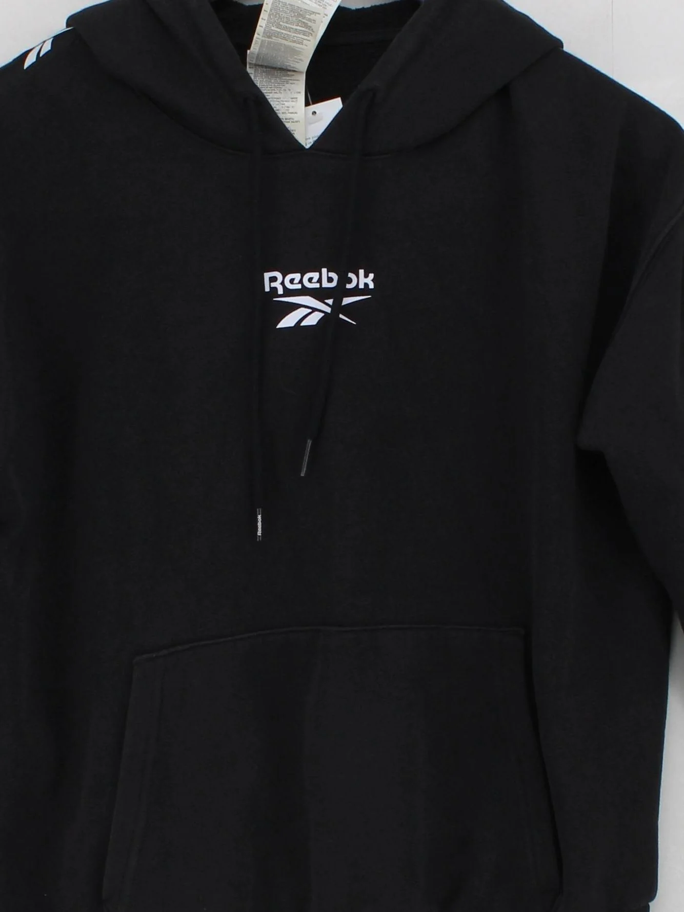 Reebok Women's Hoodie XS Black Graphic Cotton with Polyester, Elastane Pullover - Image 3