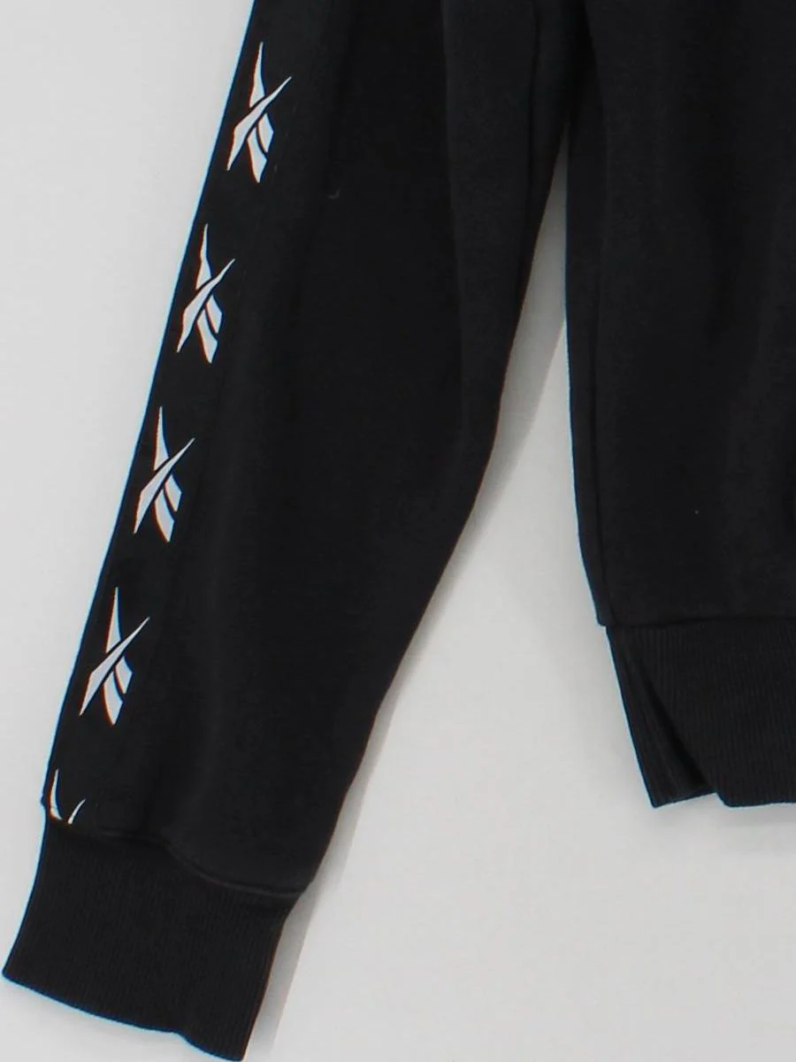 Reebok Women's Hoodie XS Black Graphic Cotton with Polyester, Elastane Pullover - Image 4