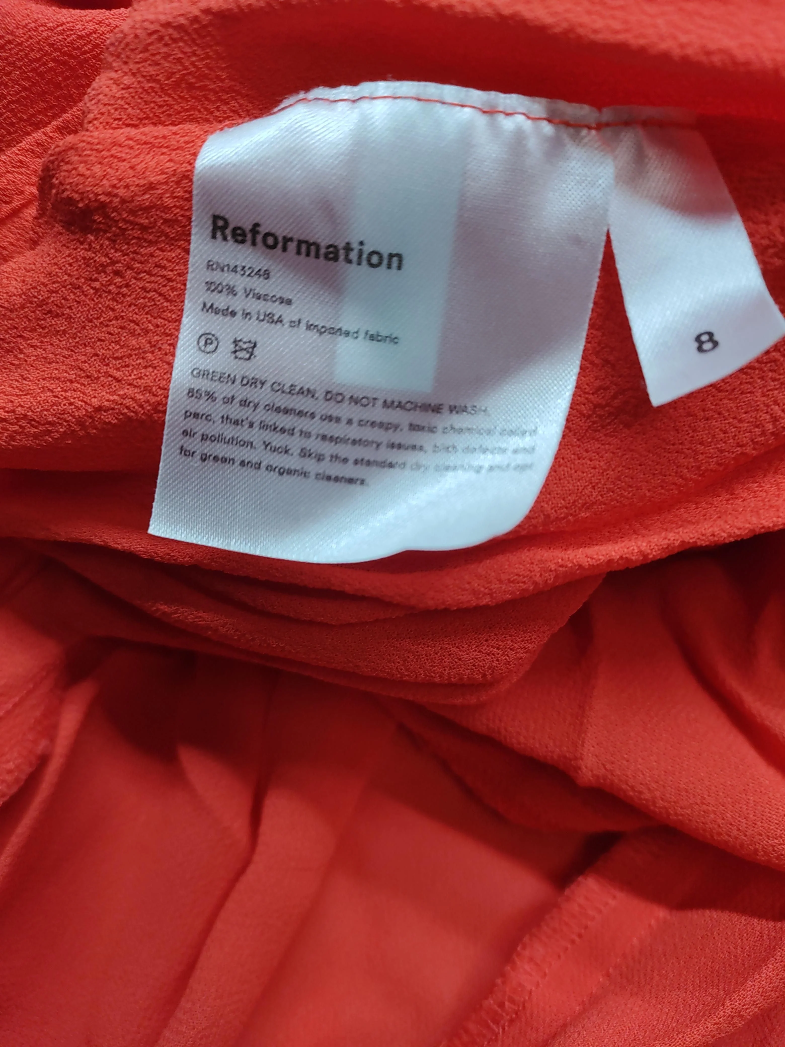 Reformation A-Line Midi Dress UK12 in Orange - Image 6