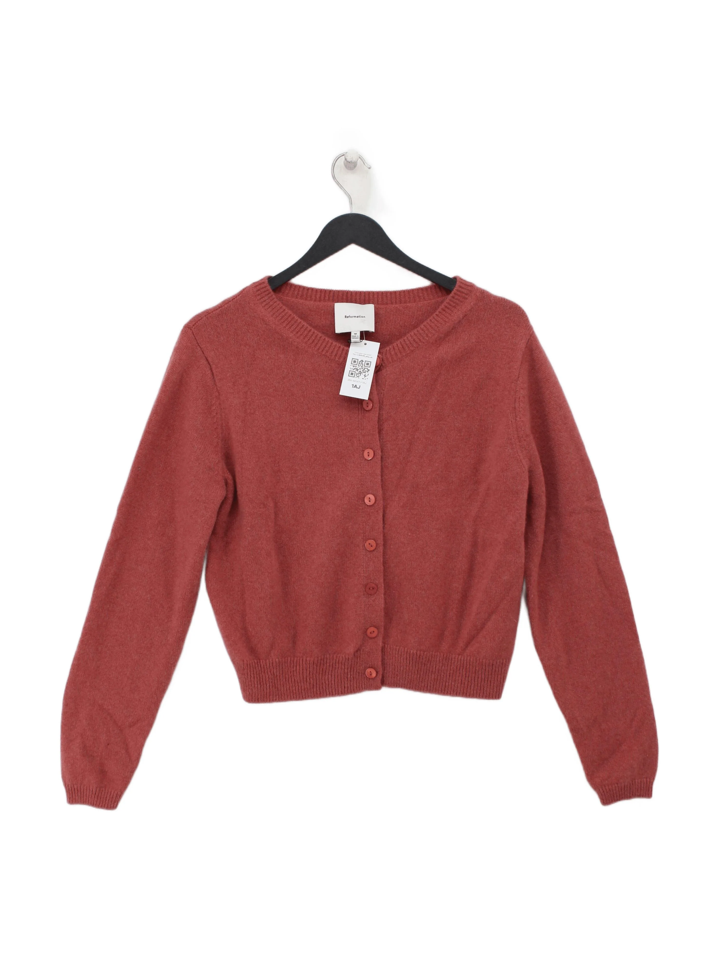 Reformation Women's Cardigan M Brown Cashmere with Wool Round Neck Cardigan