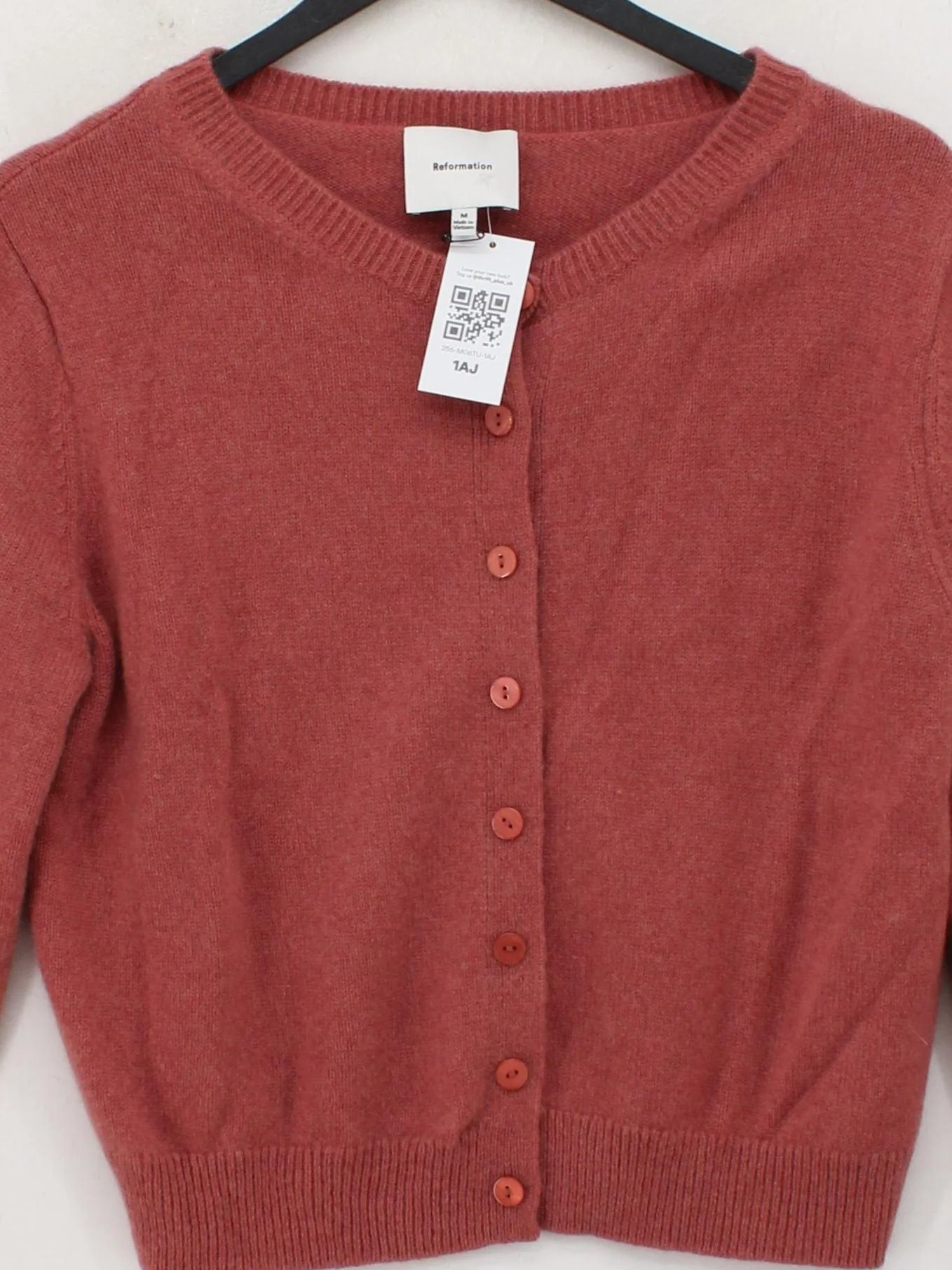 Reformation Women's Cardigan M Brown Cashmere with Wool Round Neck Cardigan - Image 3