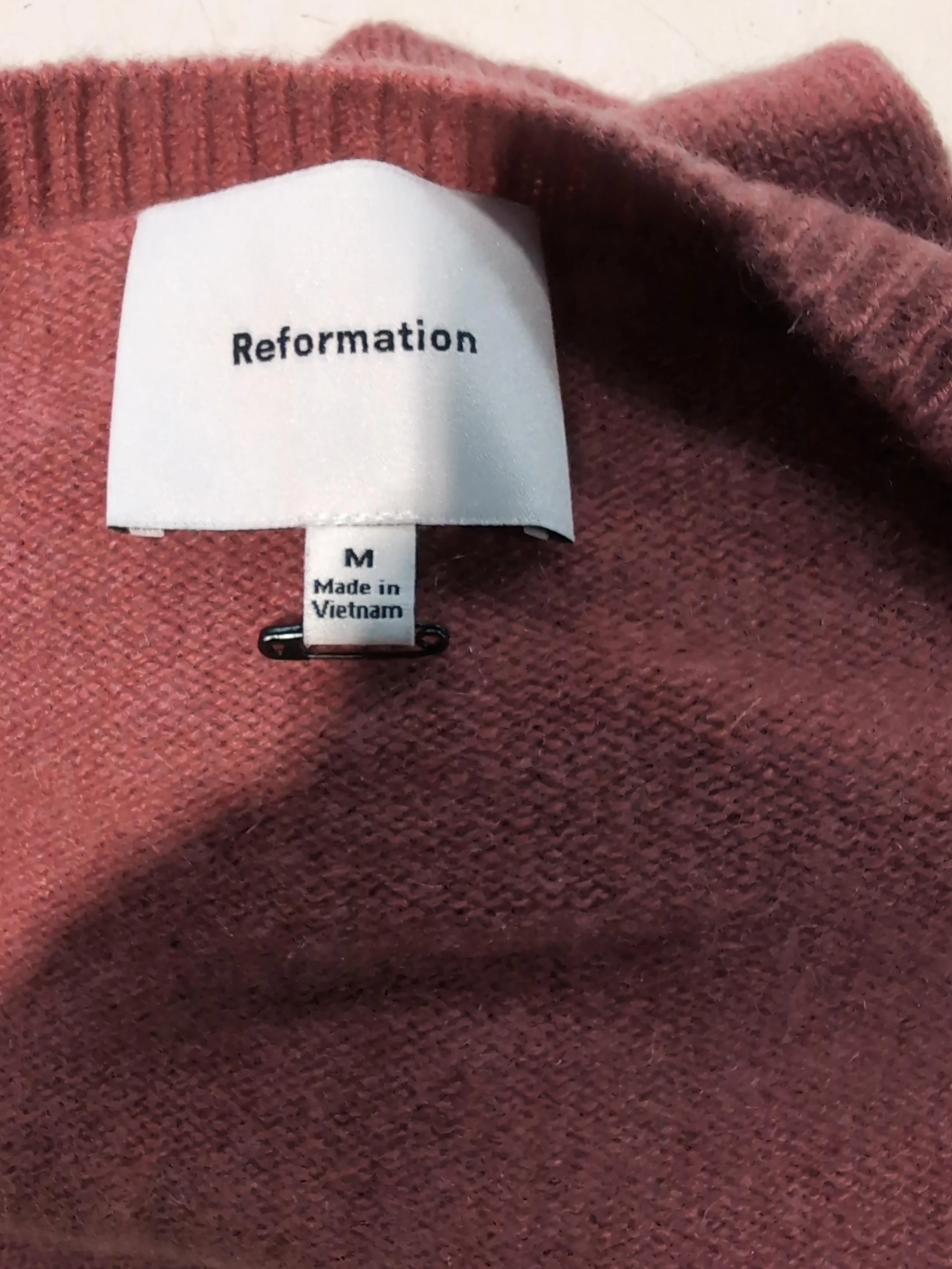 Reformation Women's Cardigan M Brown Cashmere with Wool Round Neck Cardigan - Image 5