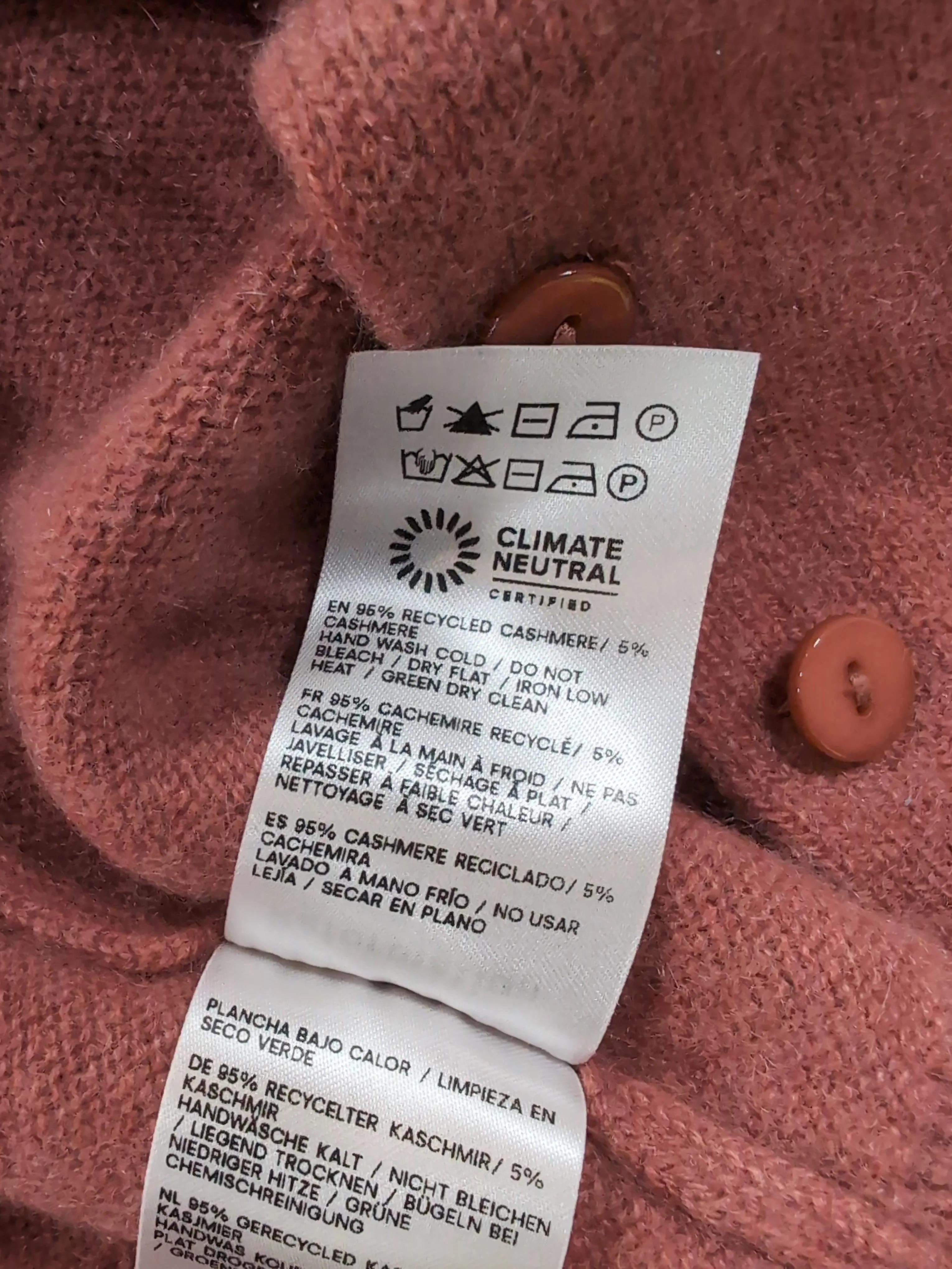 Reformation Women's Cardigan M Brown Cashmere with Wool Round Neck Cardigan - Image 6