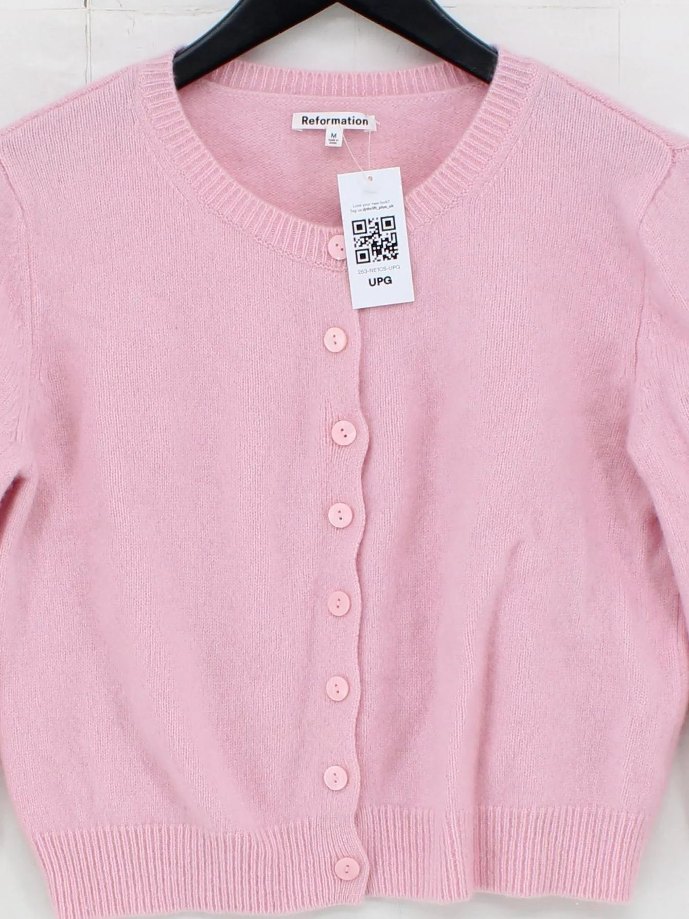 Reformation Women's Cardigan M Pink 100% Cashmere Round Neck Cardigan - Image 3