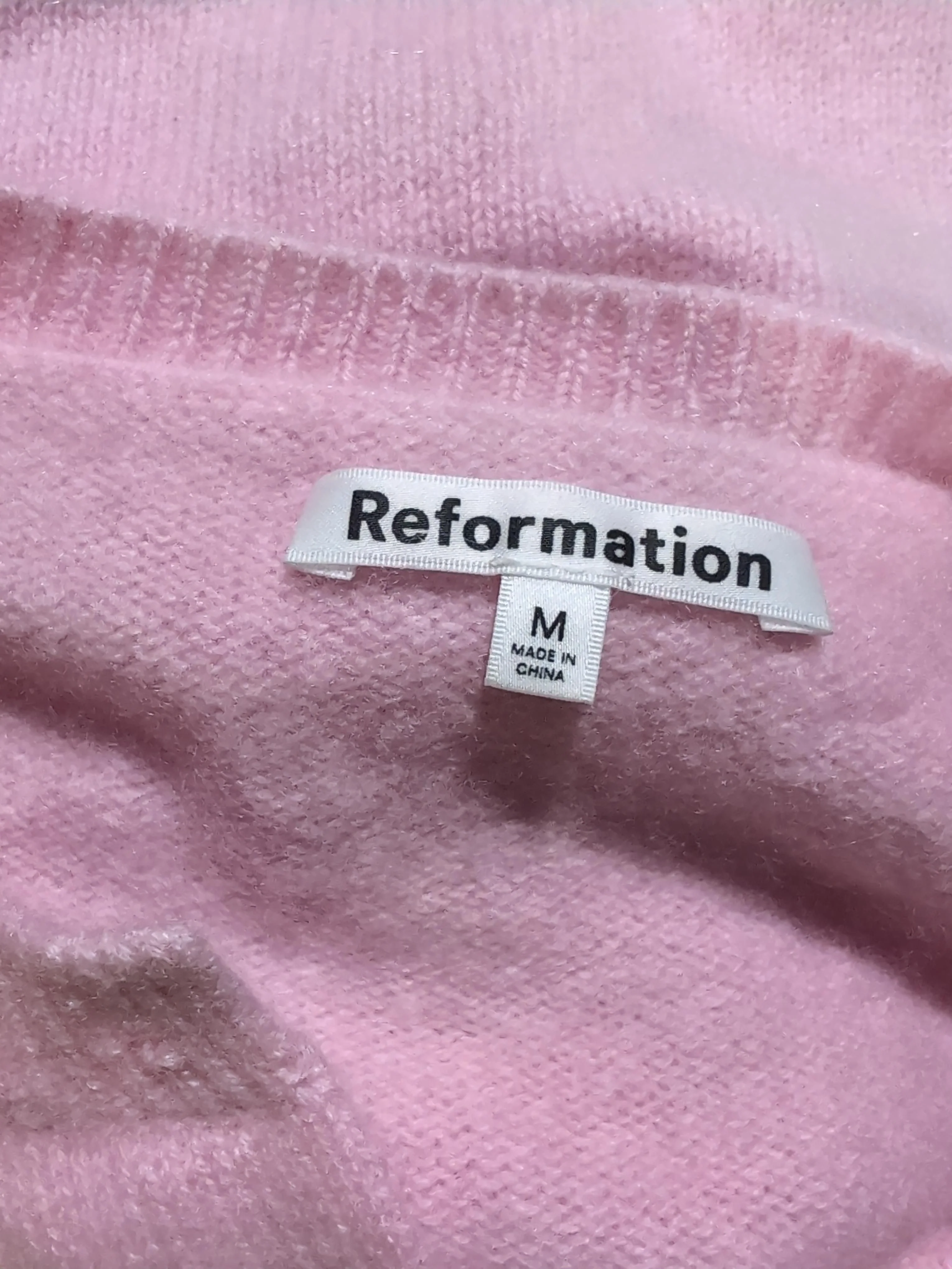 Reformation Women's Cardigan M Pink 100% Cashmere Round Neck Cardigan - Image 6