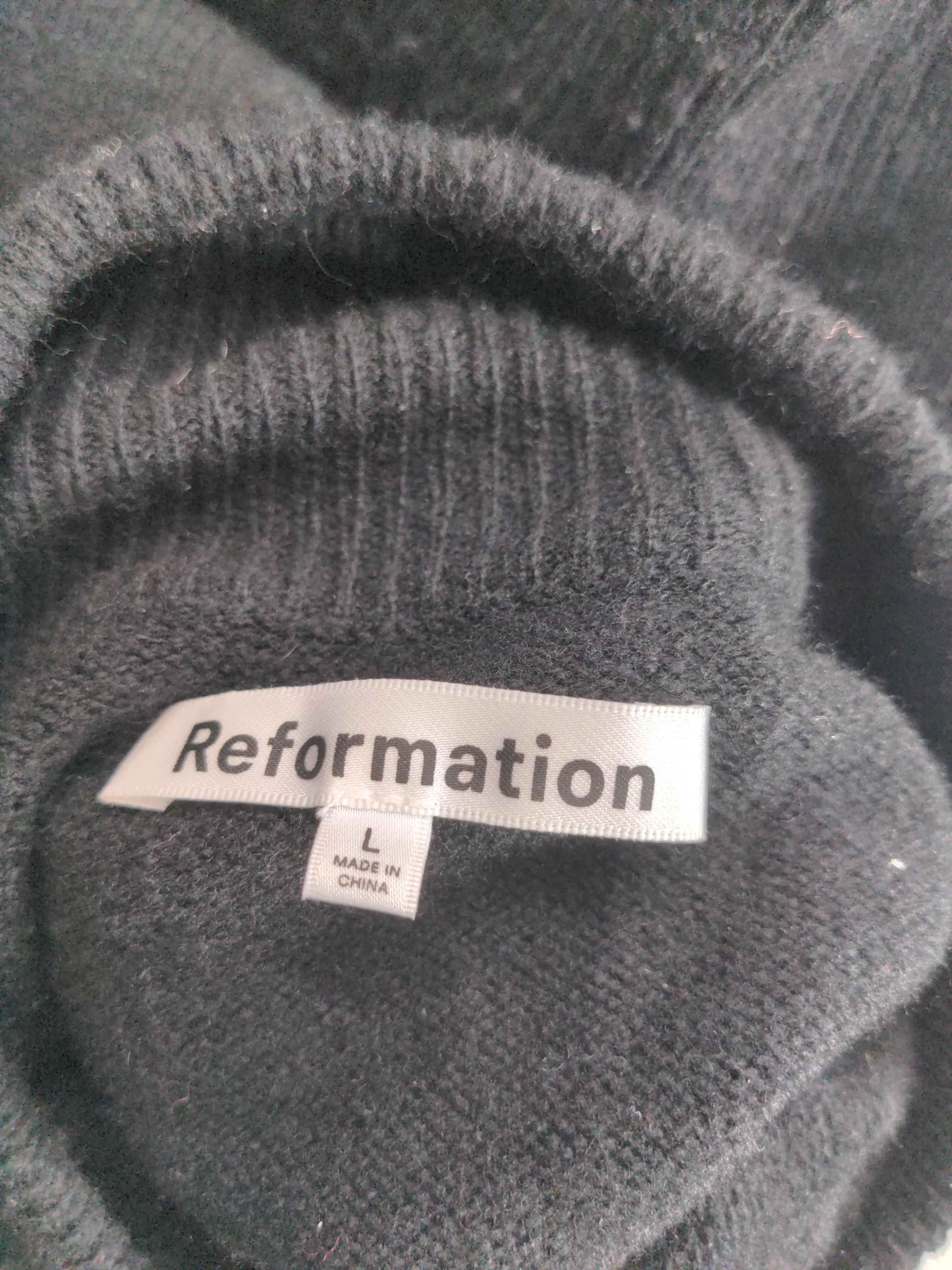 Reformation Women's Jumper L Black 100% Wool Mock Neck Pullover - Image 6