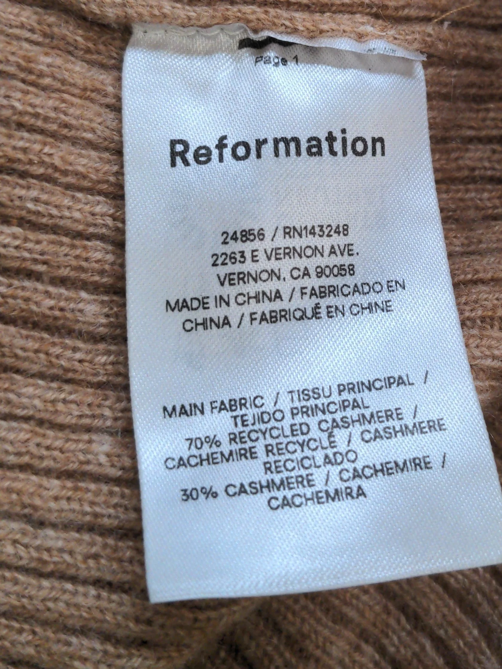Reformation Women's Jumper XL Tan 100% Cashmere Roll Neck Pullover - Image 7