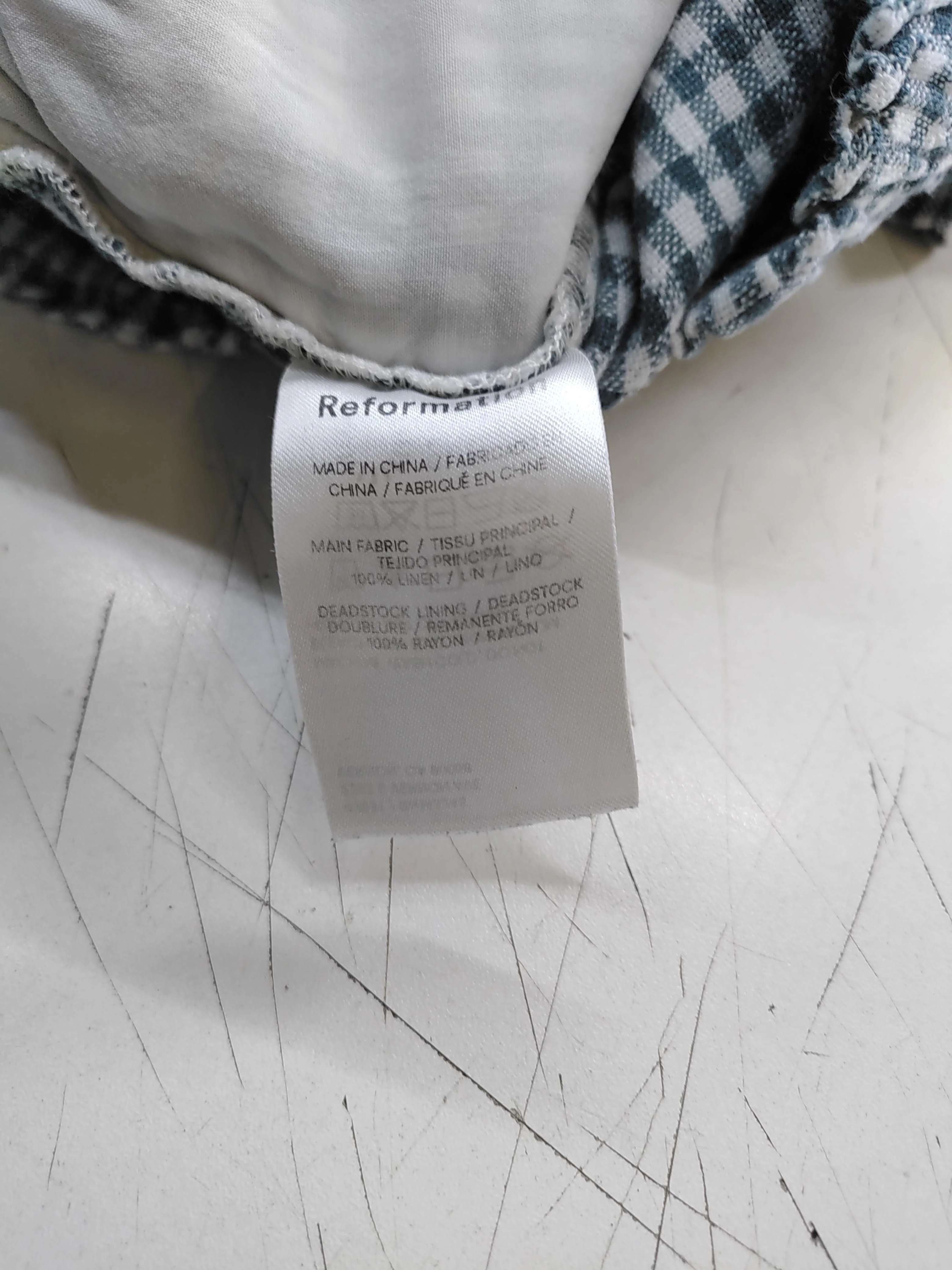 Reformation Women's Shorts S Green Checkered Linen with Rayon Mom - Image 6