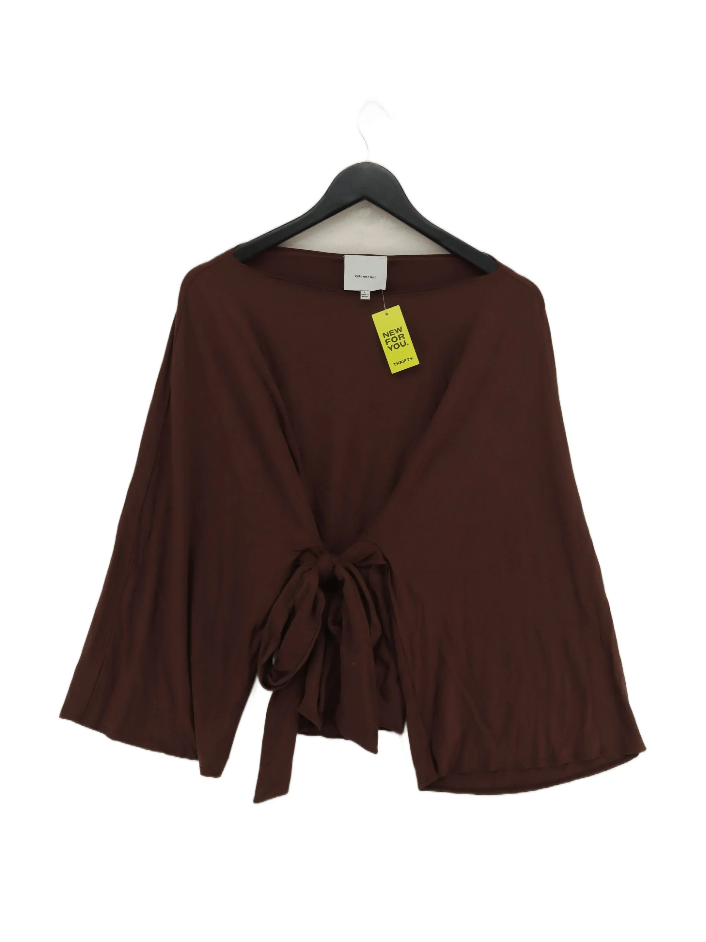 Reformation Women's Top L Brown Lyocell Modal with Spandex Cropped