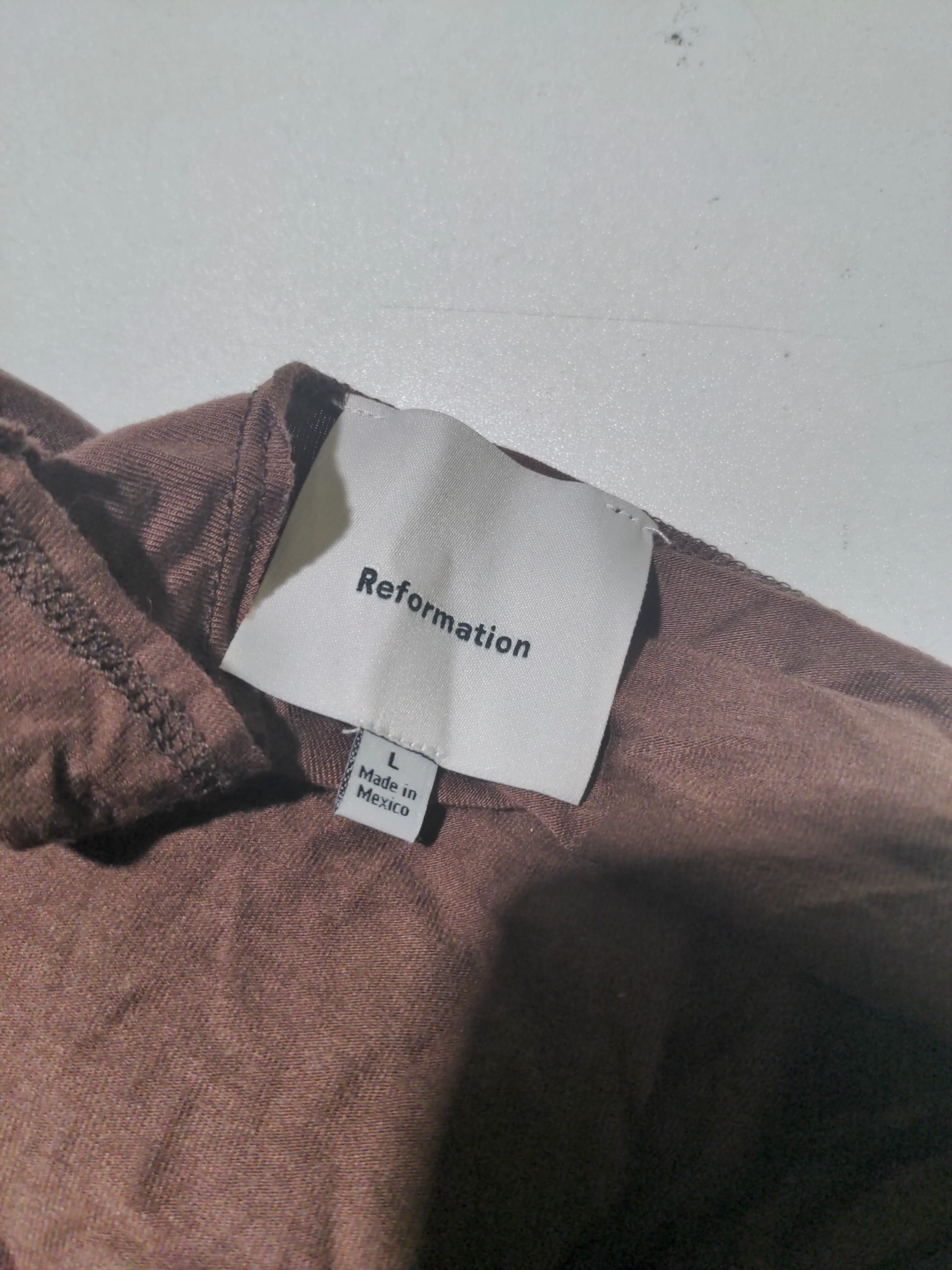 Reformation Women's Top L Brown Lyocell Modal with Spandex Cropped - Image 5