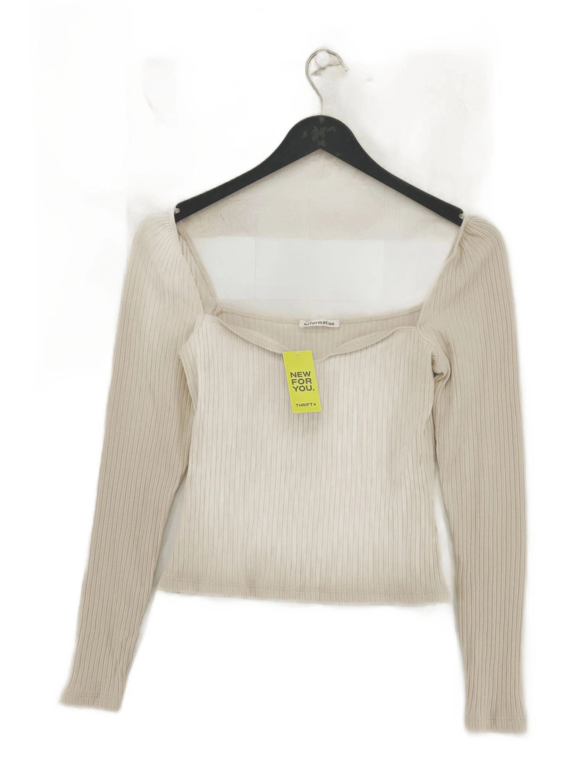 Reformation Women's Top M Cream Lyocell Modal with Cotton, Spandex Basic