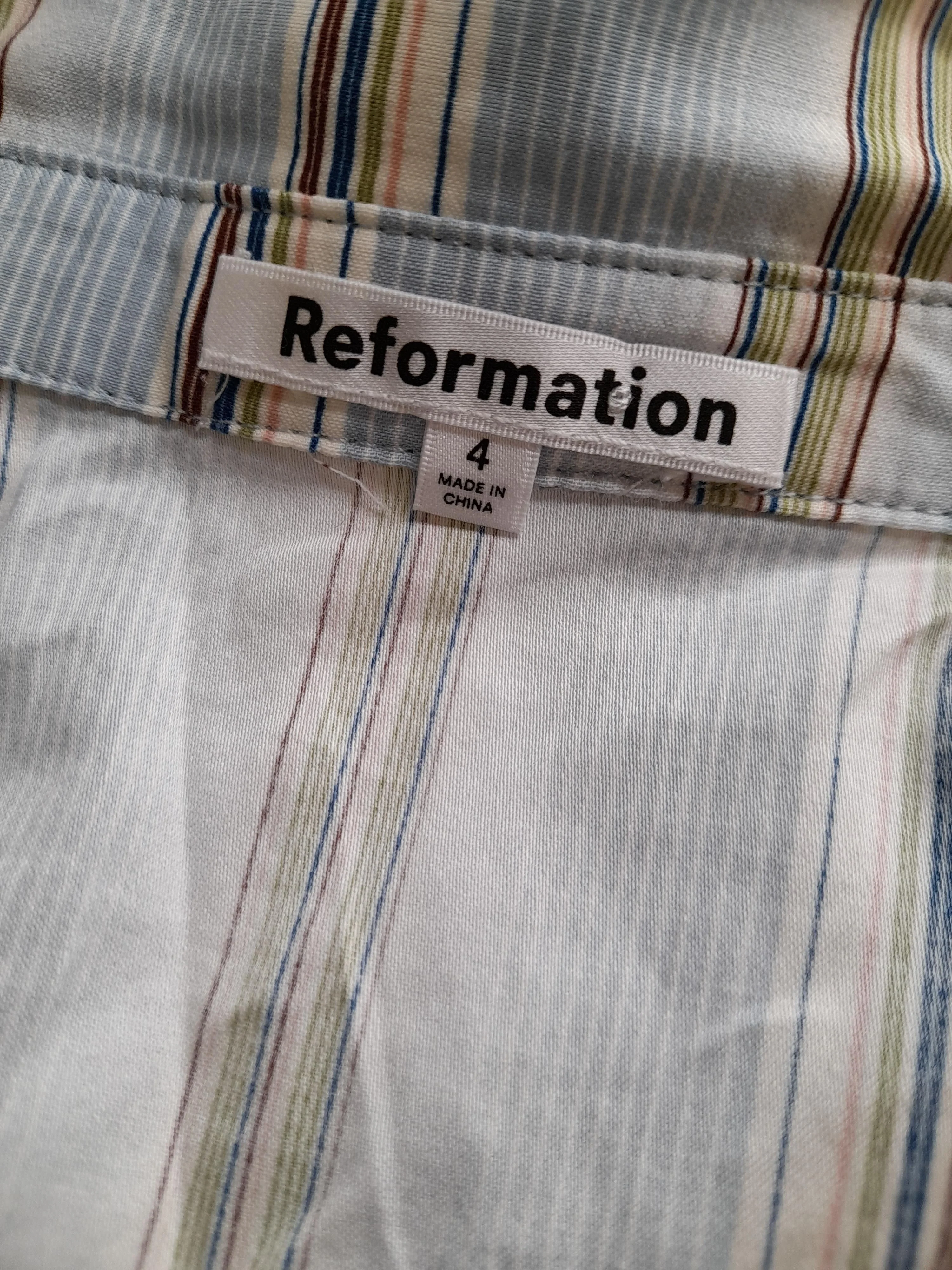 Reformation Women's Top UK 8 Blue Cotton with Elastane Basic - Image 5