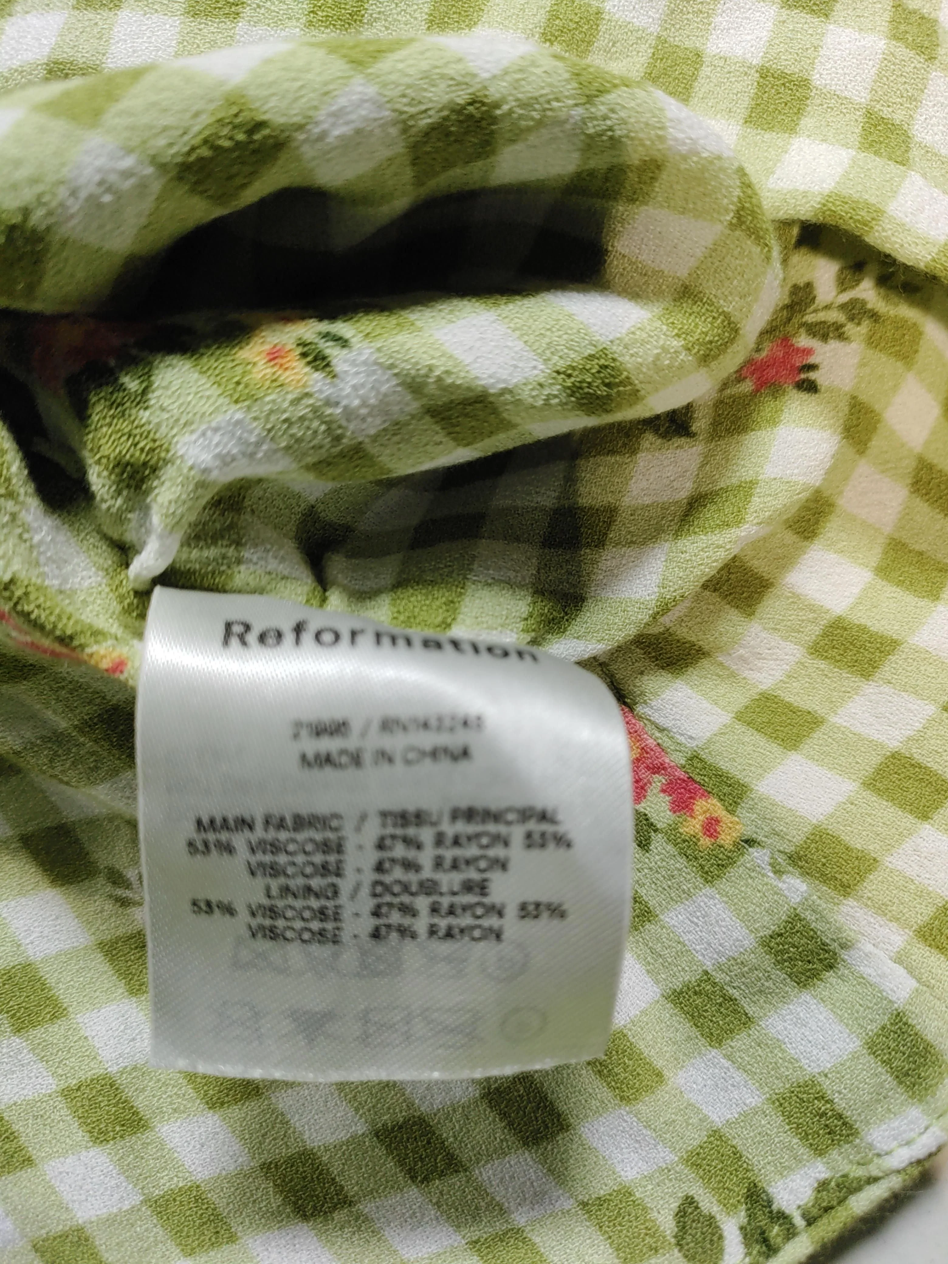 Reformation Women's Top UK 8 Green Viscose with Rayon Cropped - Image 6