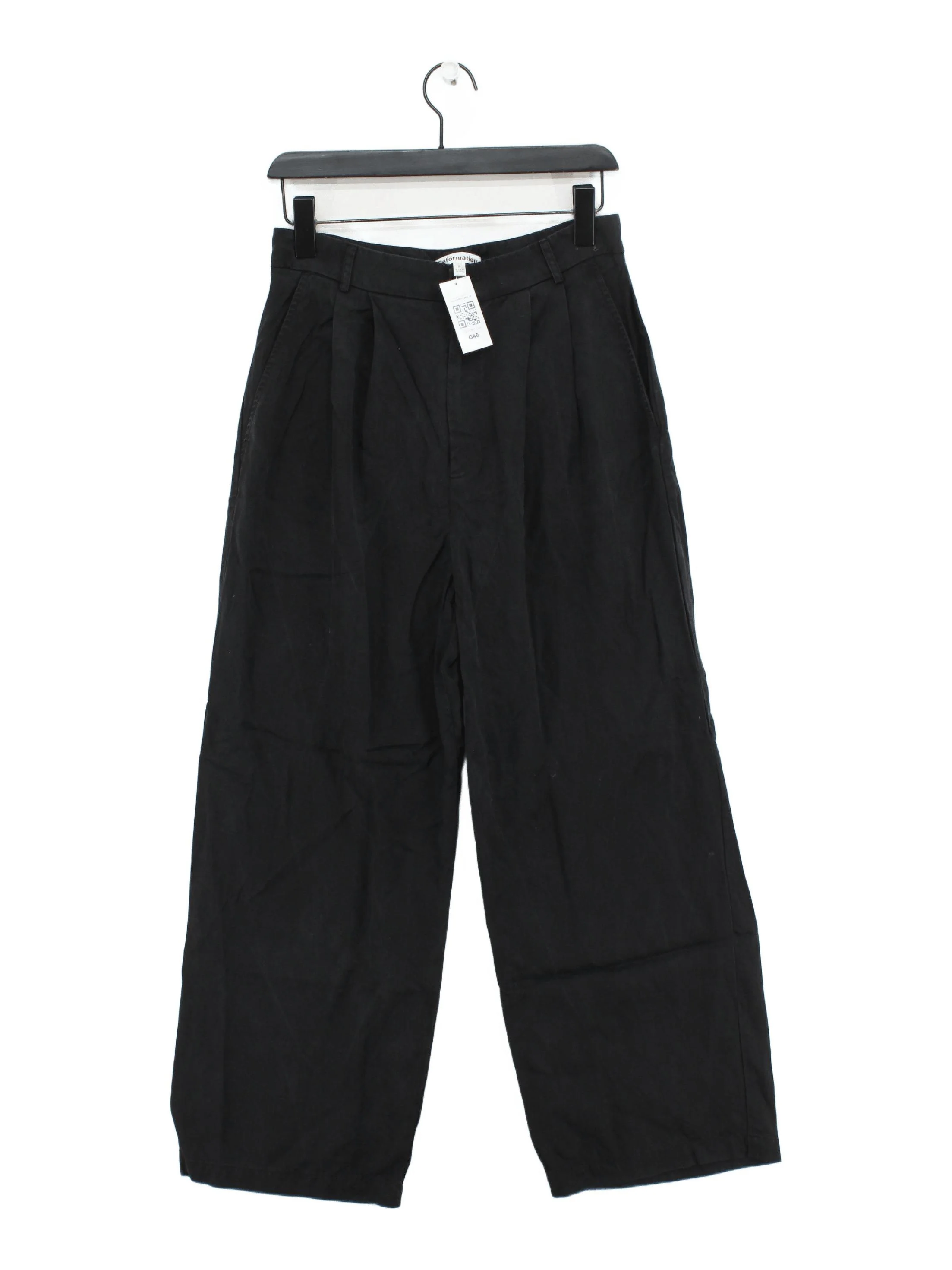 Reformation Women's Trousers UK 10 Black 100% Other Wide-Leg Chino
