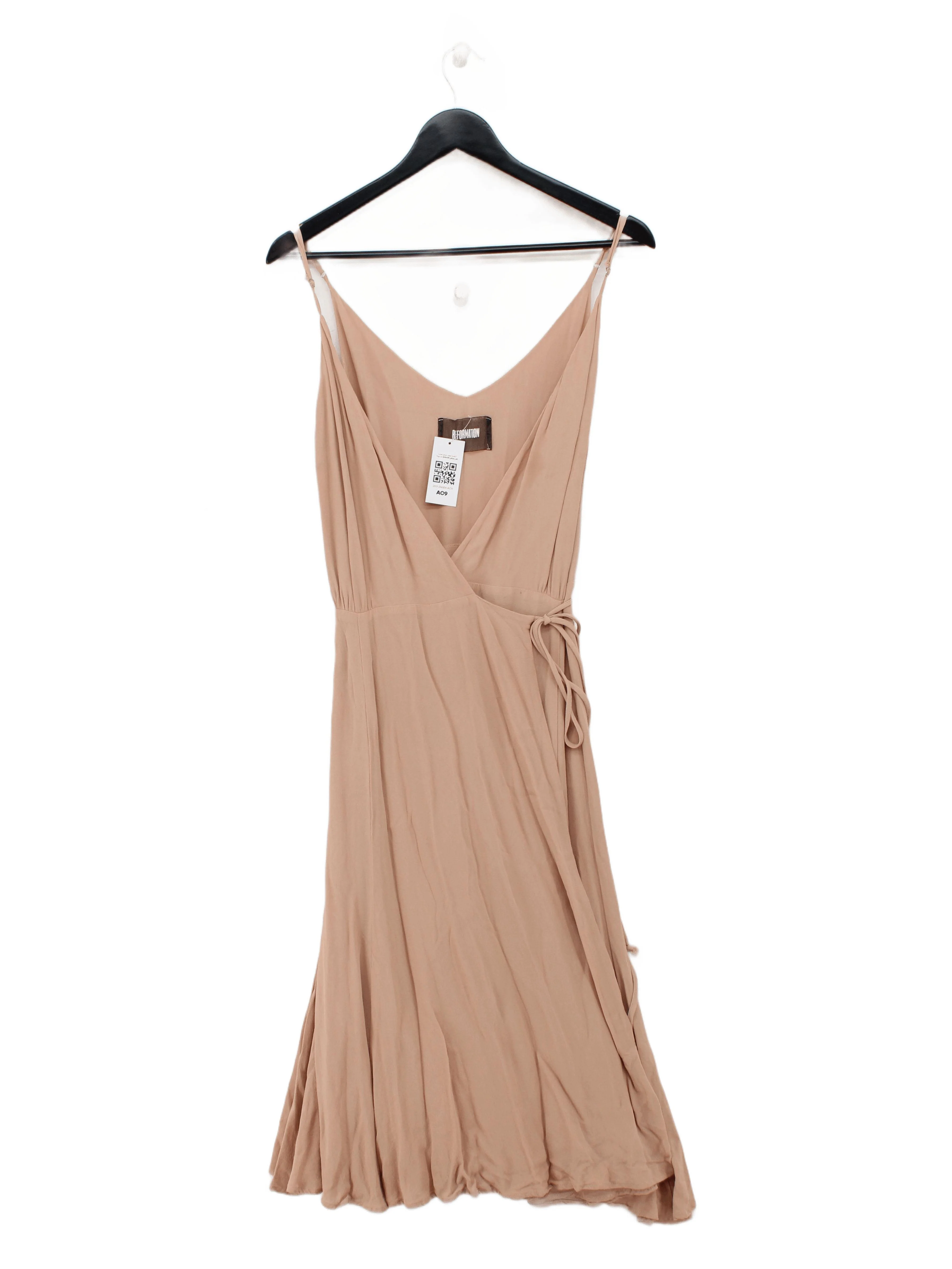 Reformation Wrap Midi Dress M in Tan