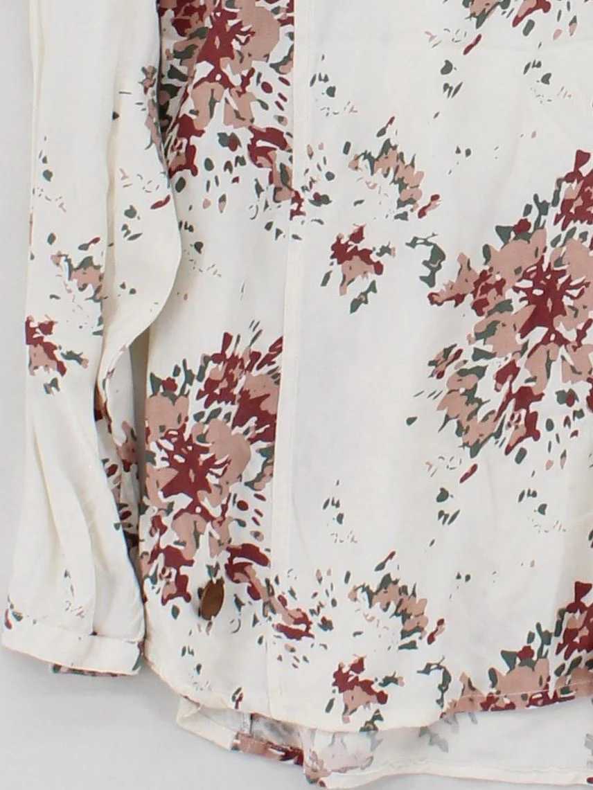 Regatta Women's Shirt M White Floral 100% Viscose Long Sleeve Collared Basic - Image 4