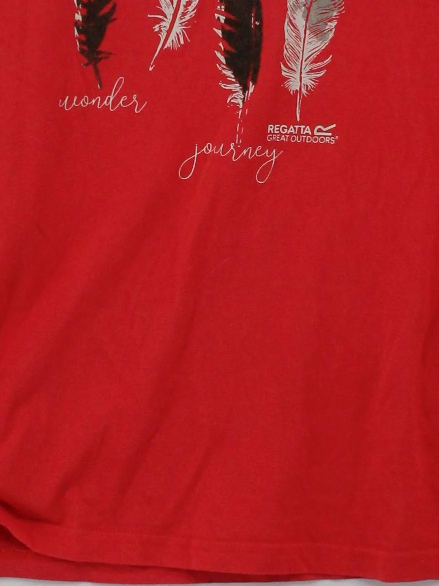 Regatta Women's T-Shirt M Red Graphic 100% Cotton Short Sleeve Round Neck Basic - Image 4