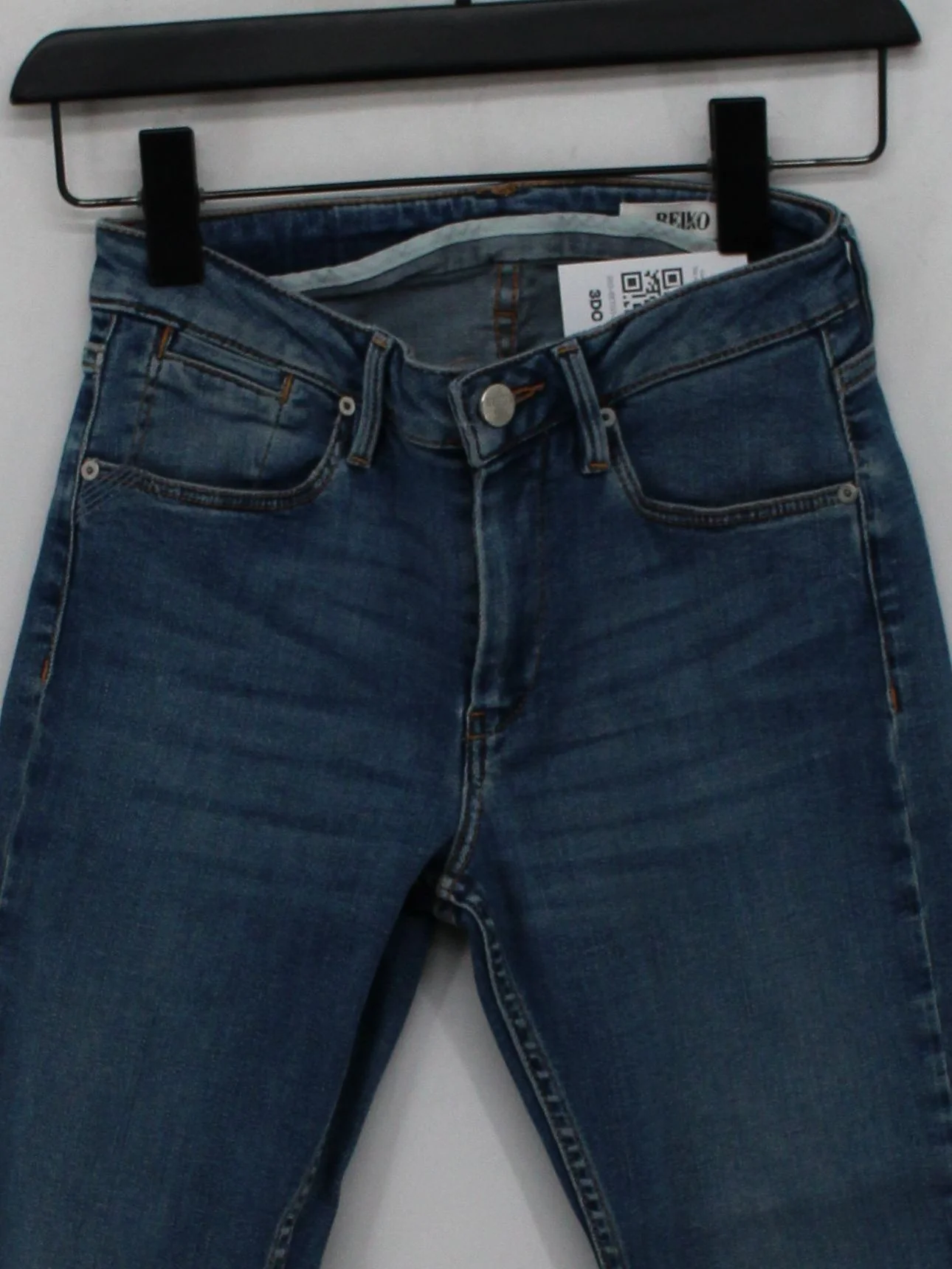 Reiko Men's Jeans W 25 in Blue Cotton with Lyocell Modal, Elastane Skinny - Image 3