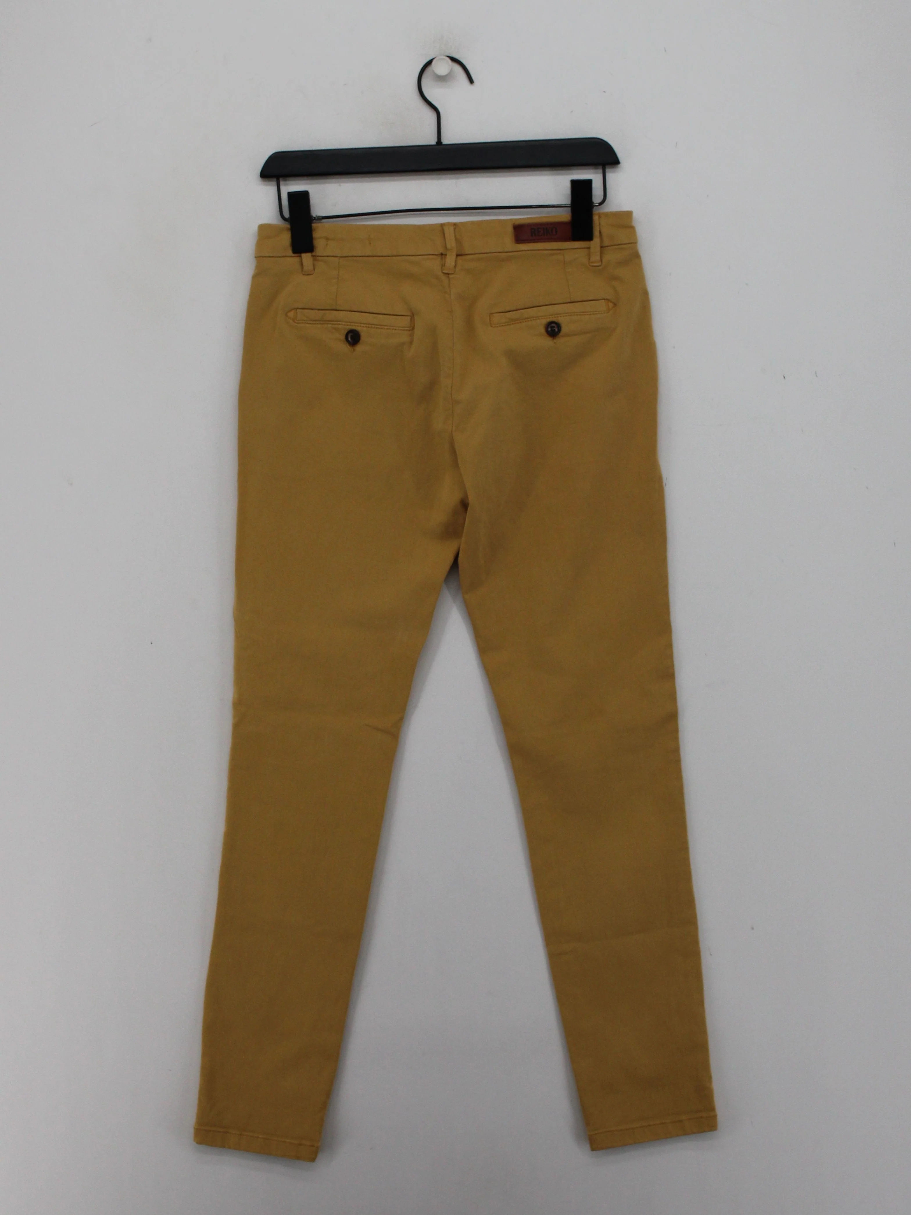 Reiko Women's Trousers W 28 in Tan Cotton with Elastane Tapered Chino - Image 2