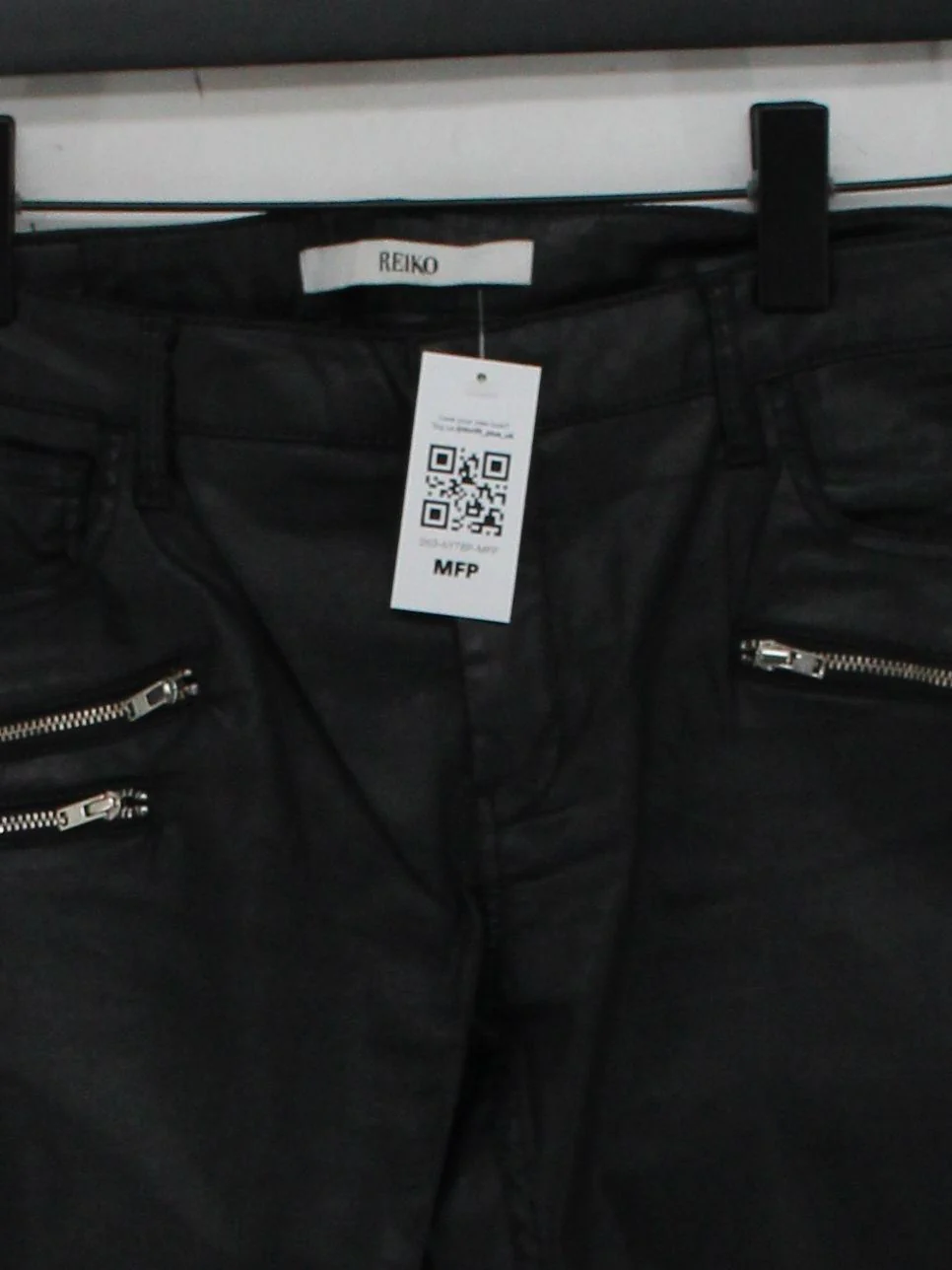 Reiko Women's Trousers W 29 in Black Cotton with Elastane Skinny Chino - Image 3