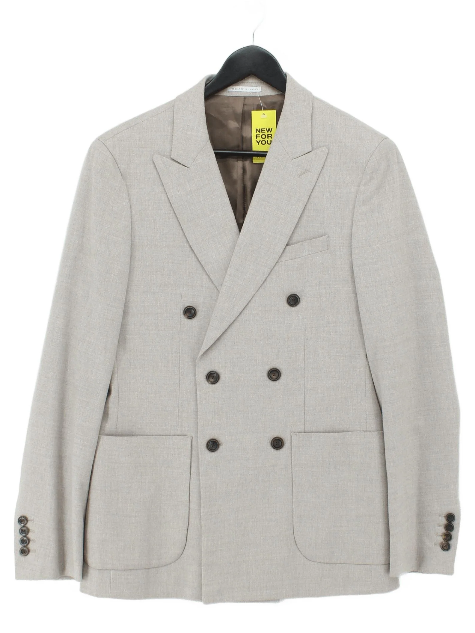 Reiss Men's Blazer Chest: 36 in Grey Wool with Viscose, Elastane Overcoat