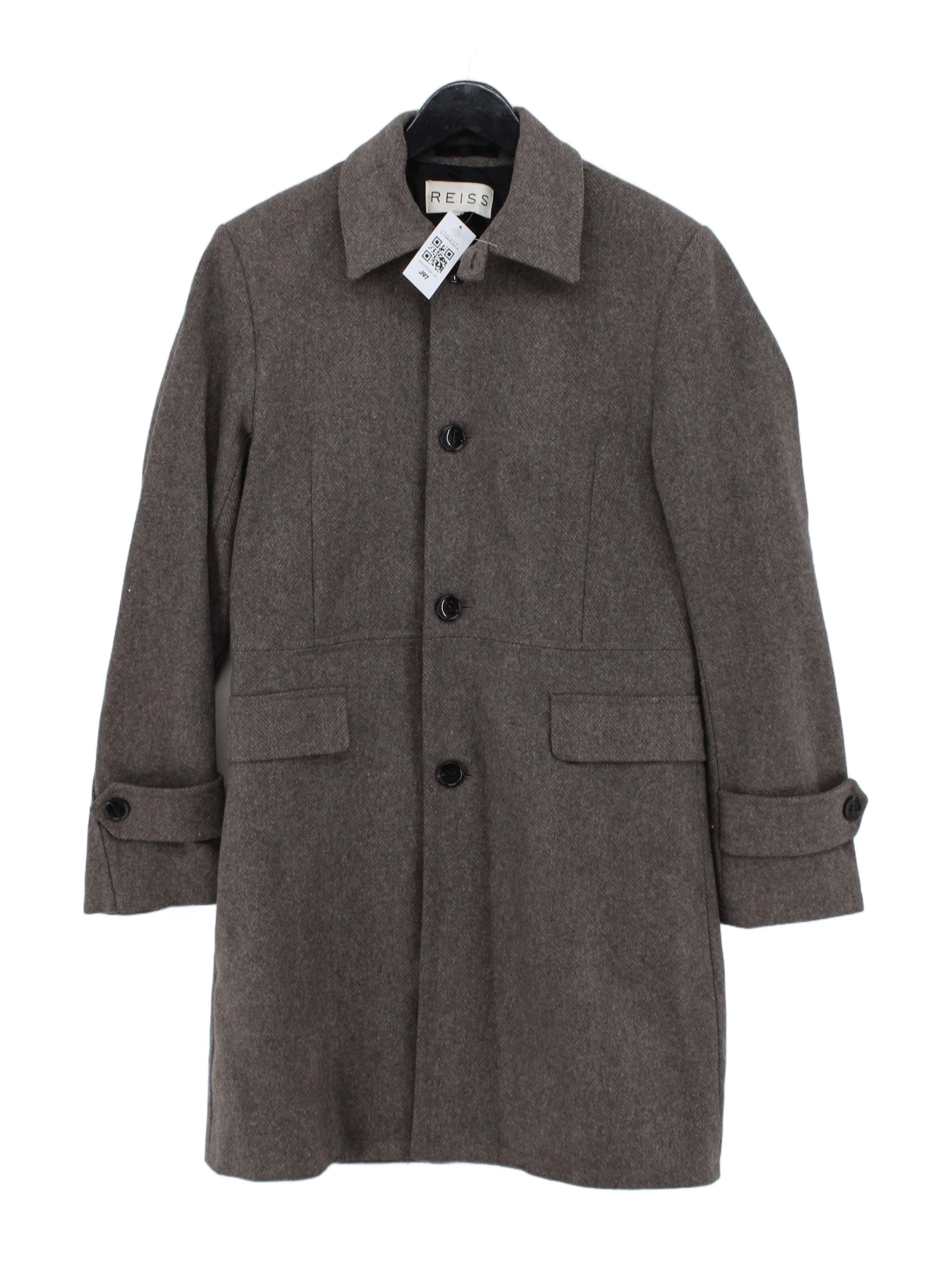 Reiss Men's Coat S Grey Wool with Nylon, Viscose Trench Coat