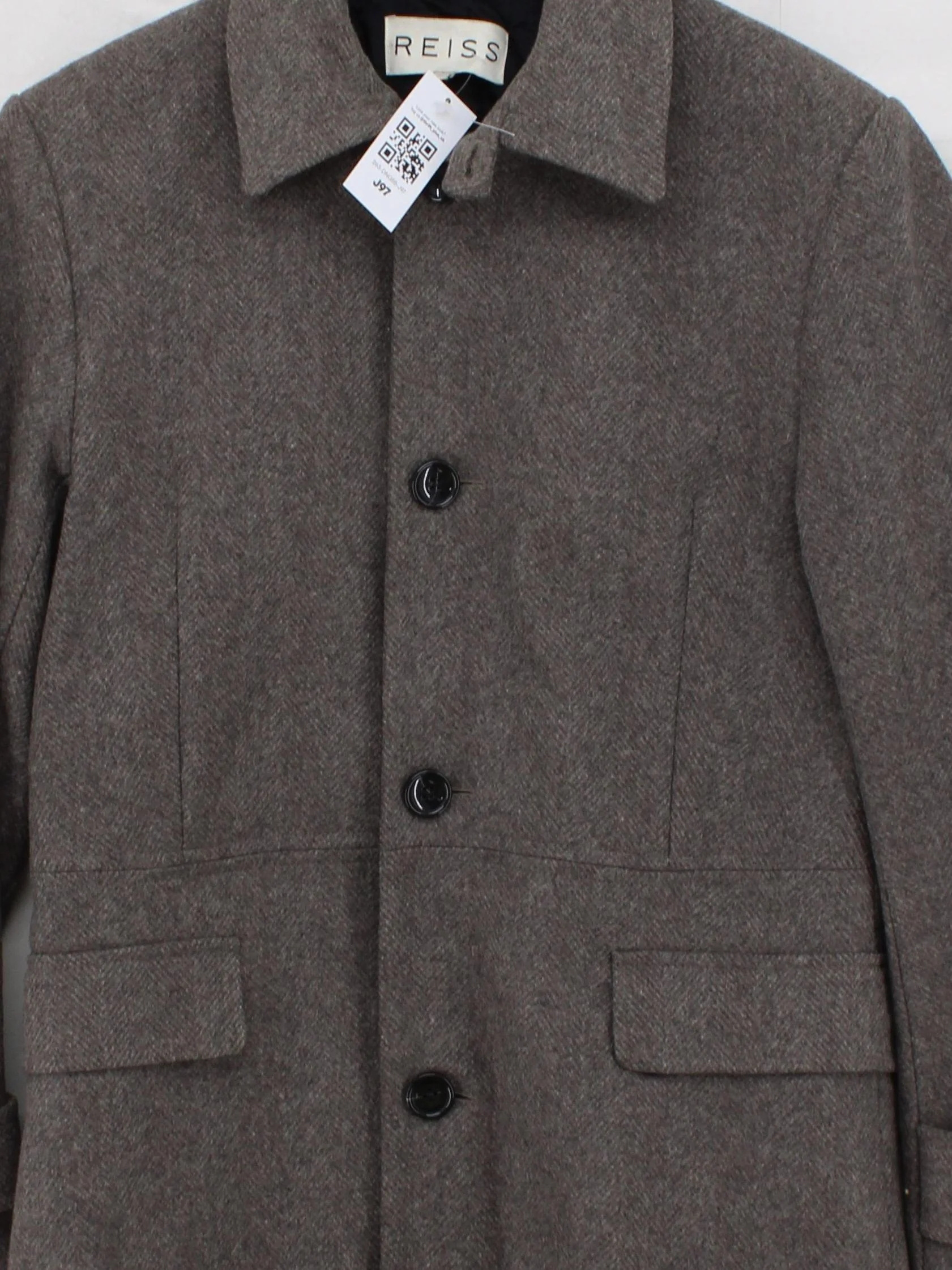 Reiss Men's Coat S Grey Wool with Nylon, Viscose Trench Coat - Image 3