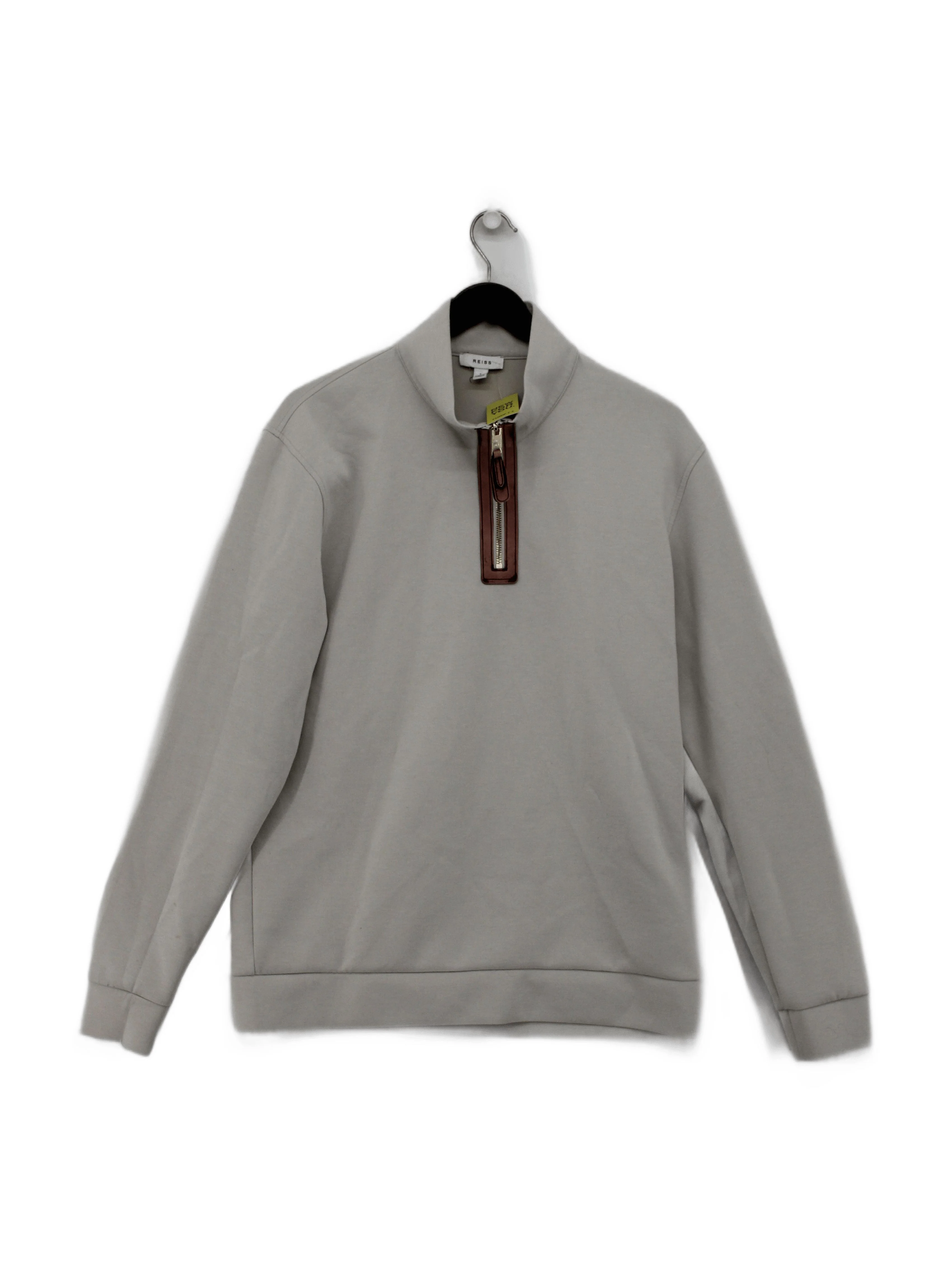 Reiss Men's Hoodie L Cream Polyester with Viscose, Elastane Pullover