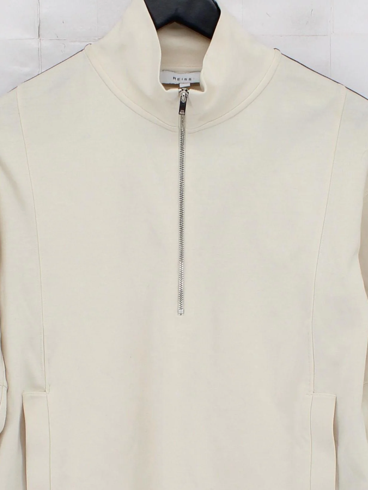 Reiss Men's Hoodie XS Cream Polyester with Viscose, Elastane Pullover - Image 3