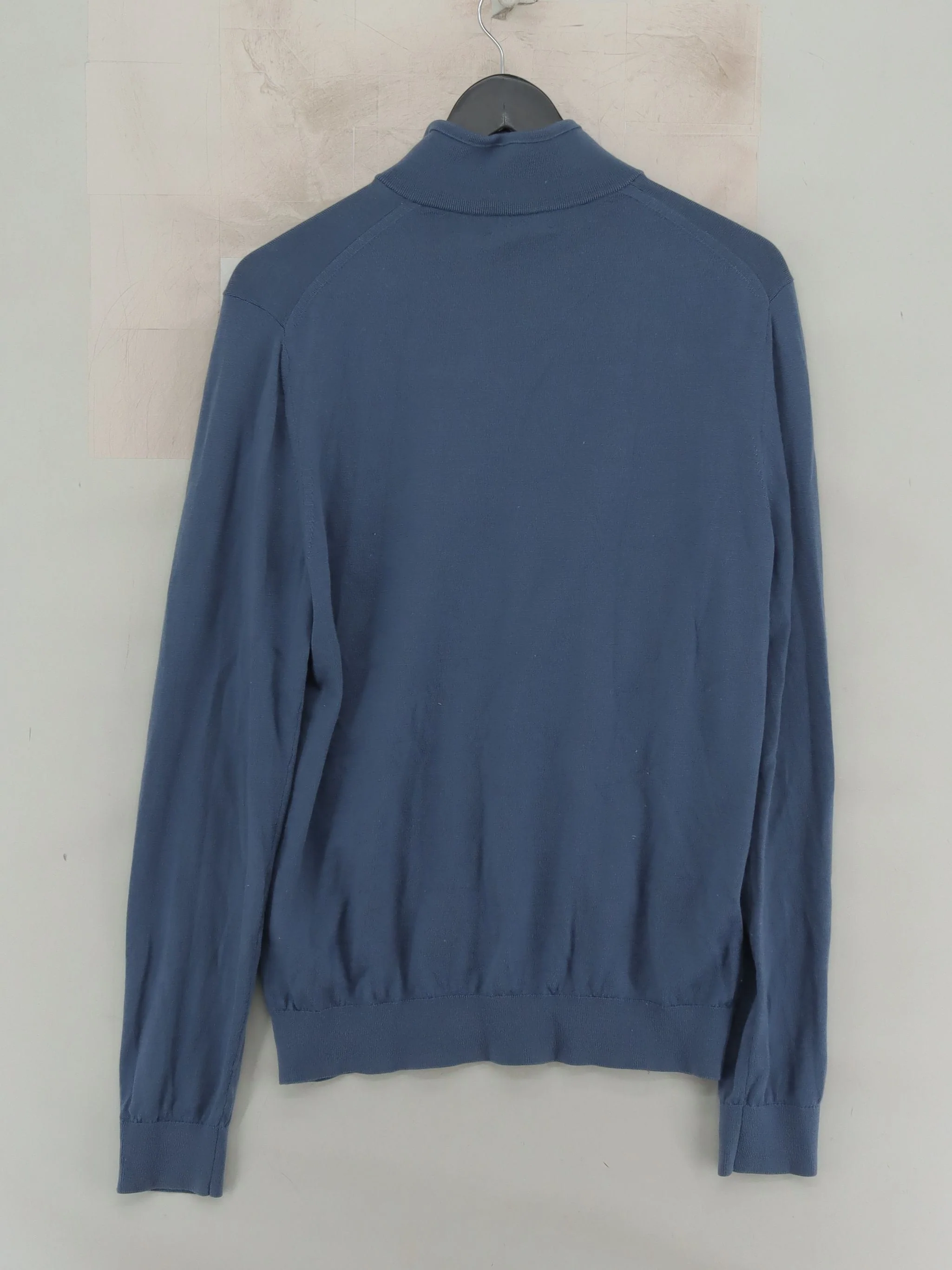 Reiss Men's Jumper L Blue 100% Wool Mock Neck Pullover - Image 2