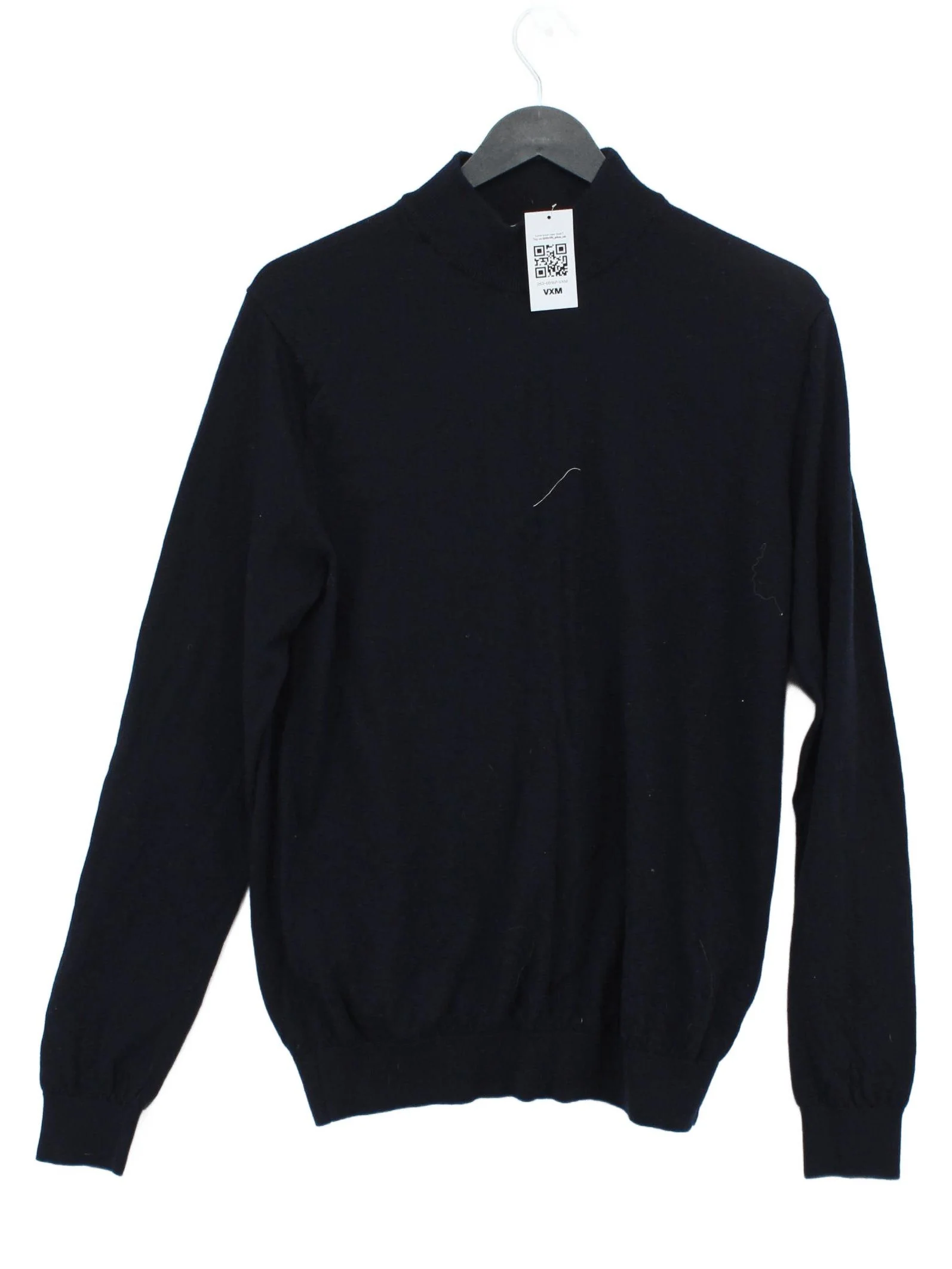 Reiss Men's Jumper L Blue 100% Wool Mock Neck Pullover