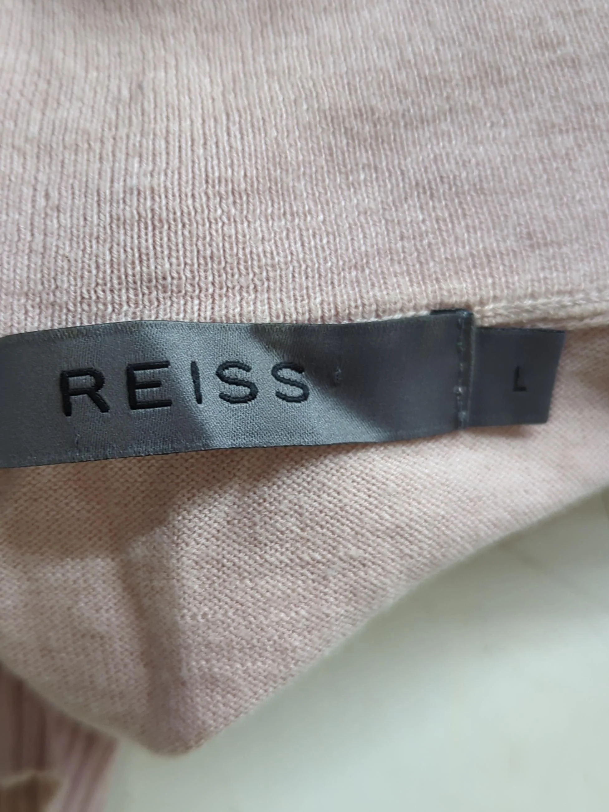 Reiss Men's Jumper L Cream Cotton with Cashmere V-Neck Pullover - Image 5