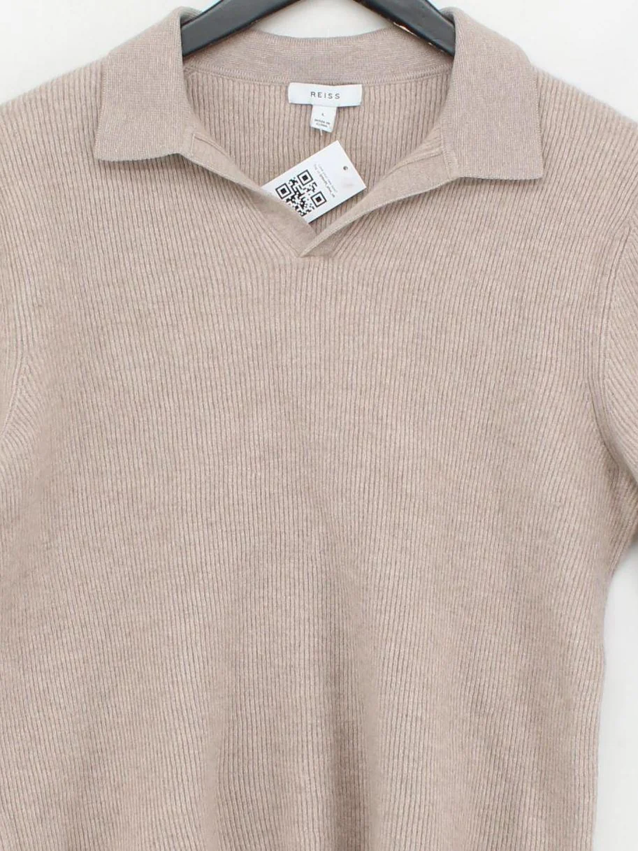 Reiss Men's Jumper L Tan Polyamide with Polyester, Wool, Elastane Pullover - Image 3