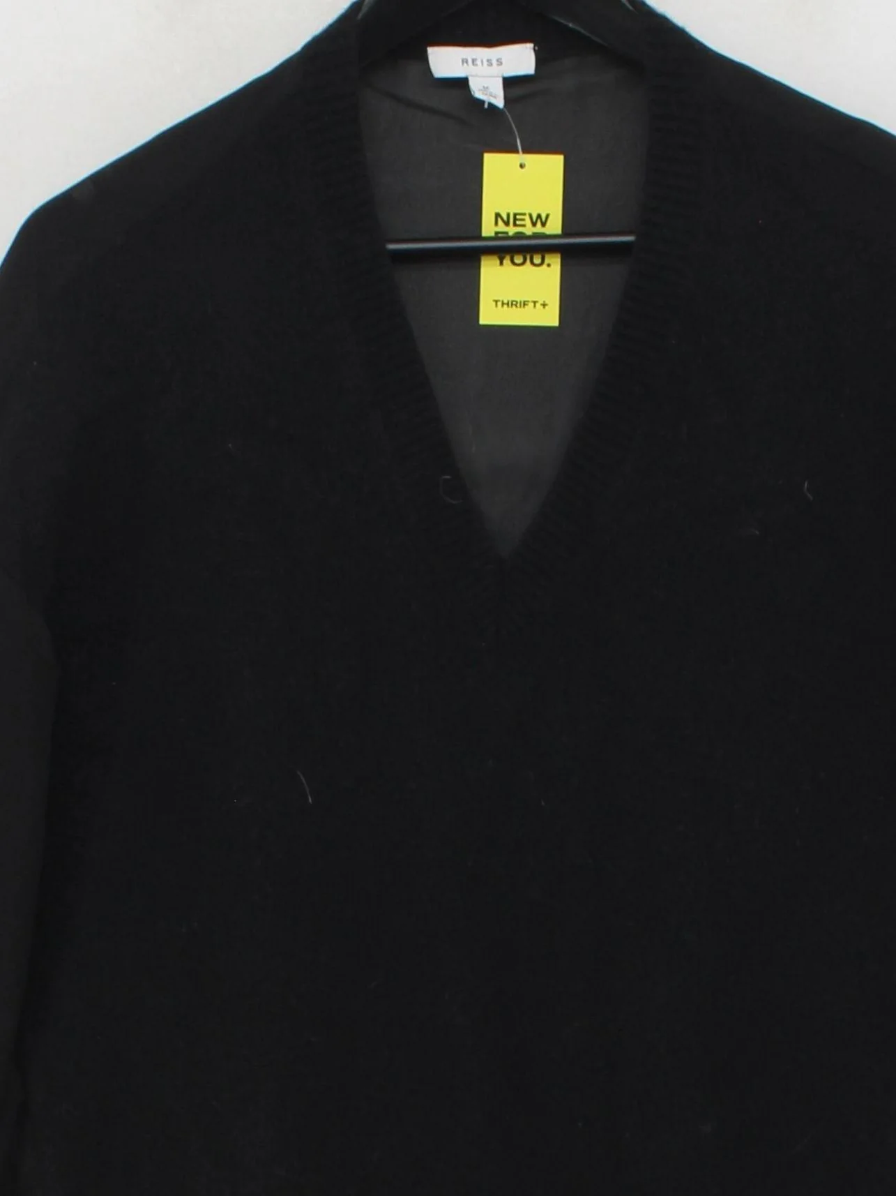 Reiss Men's Jumper M Black 100% Wool V-Neck Pullover - Image 3
