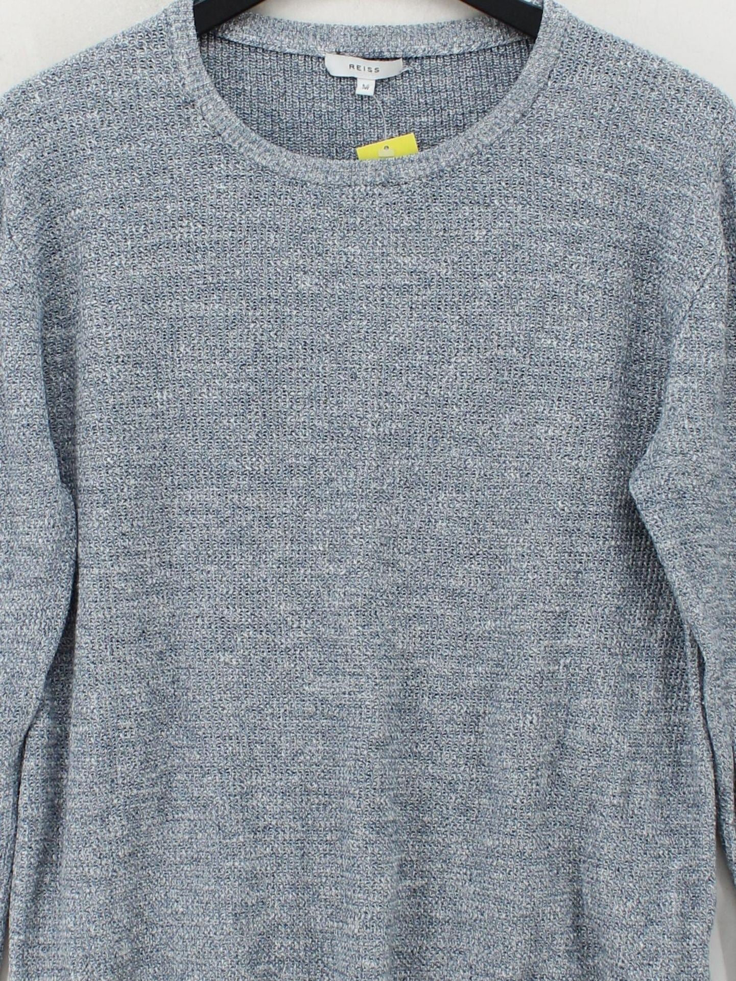 Reiss Men's Jumper M Blue Cotton with Linen Round Neck Pullover - Image 3