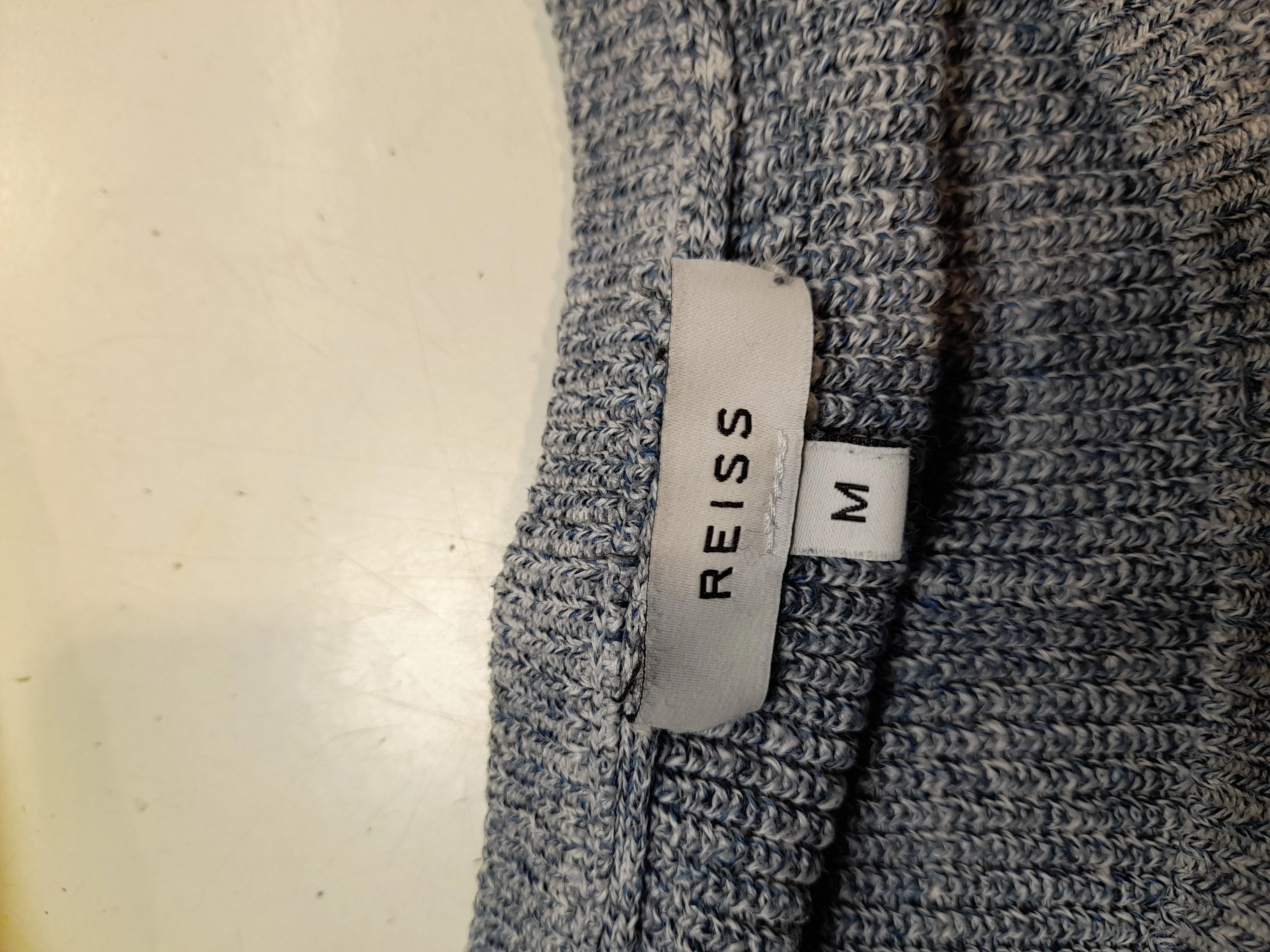Reiss Men's Jumper M Blue Cotton with Linen Round Neck Pullover - Image 5