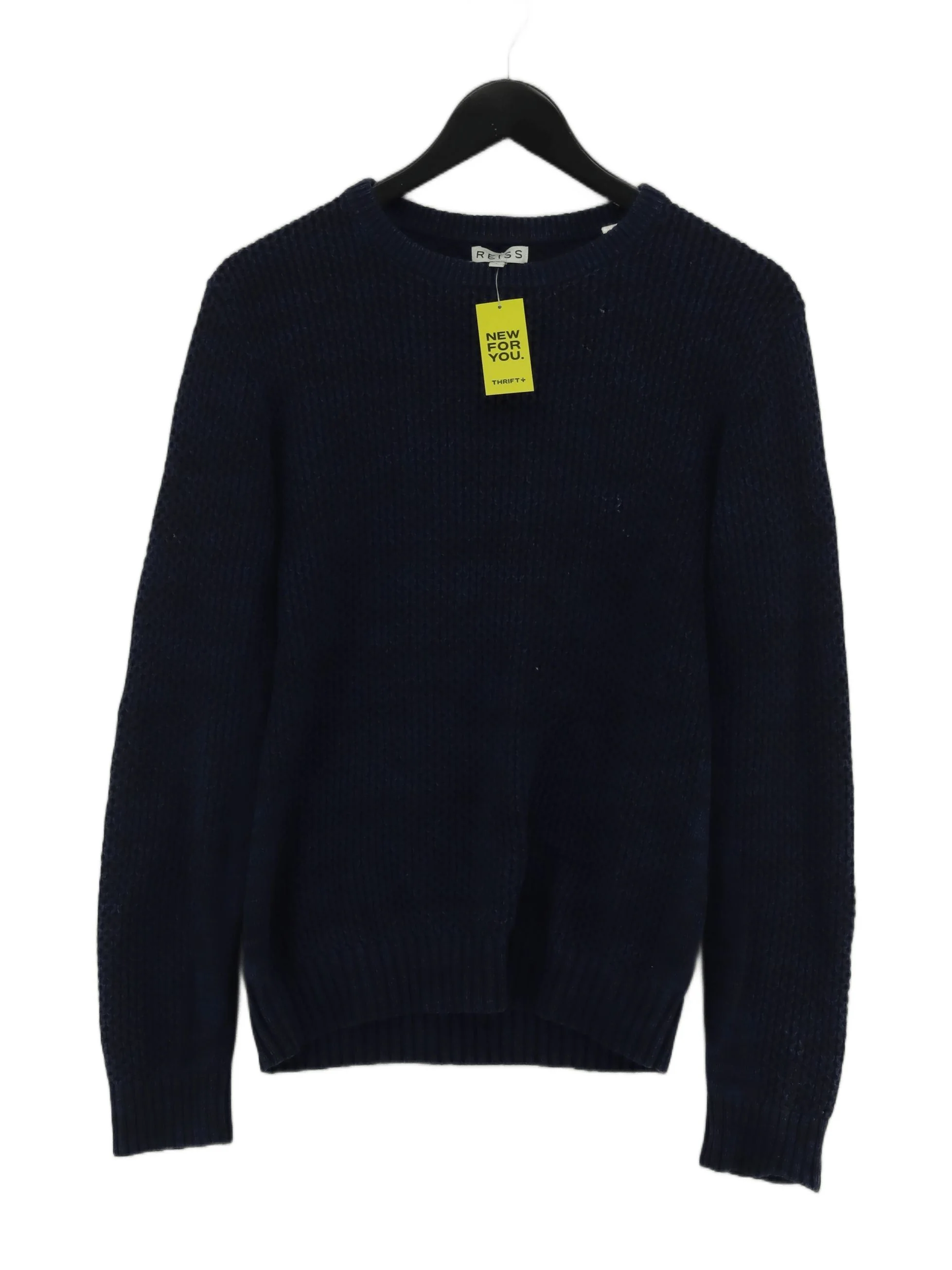 Reiss Men's Jumper S Blue 100% Wool Crew Neck Pullover